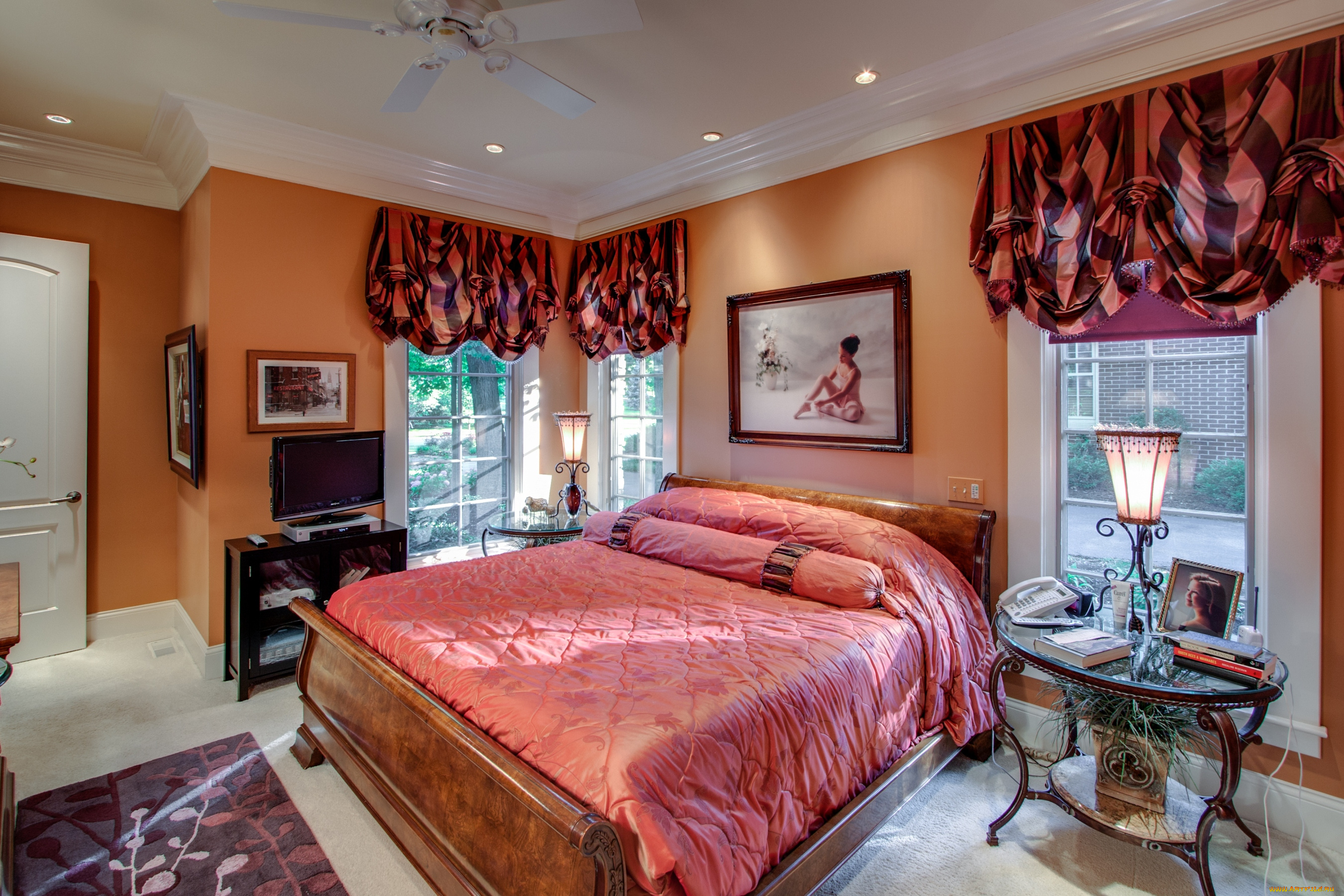 интерьер, спальня, кровать, картина