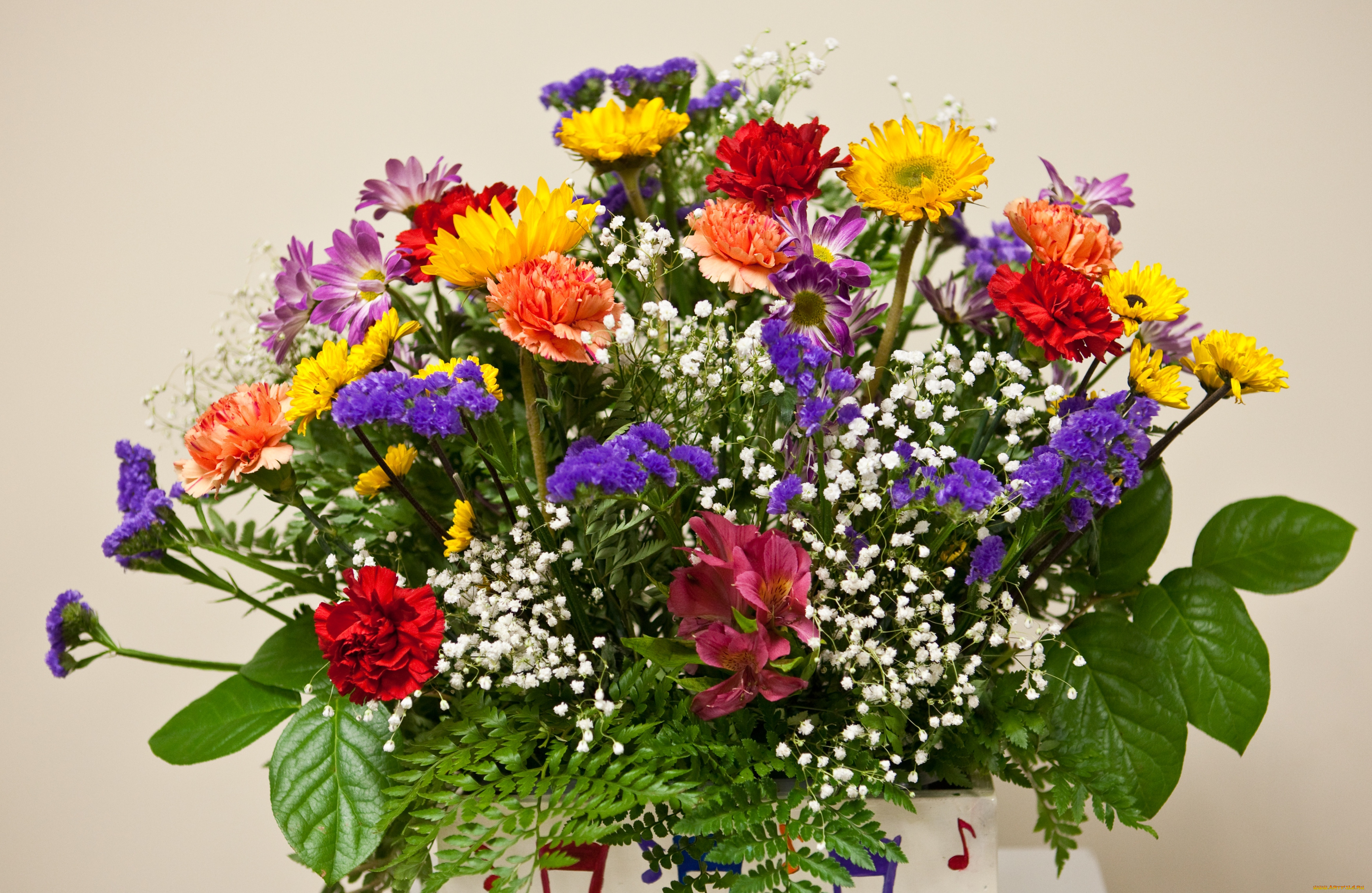 цветы, букеты, композиции, герберы, гипсофила, альстромерии, гвоздики
