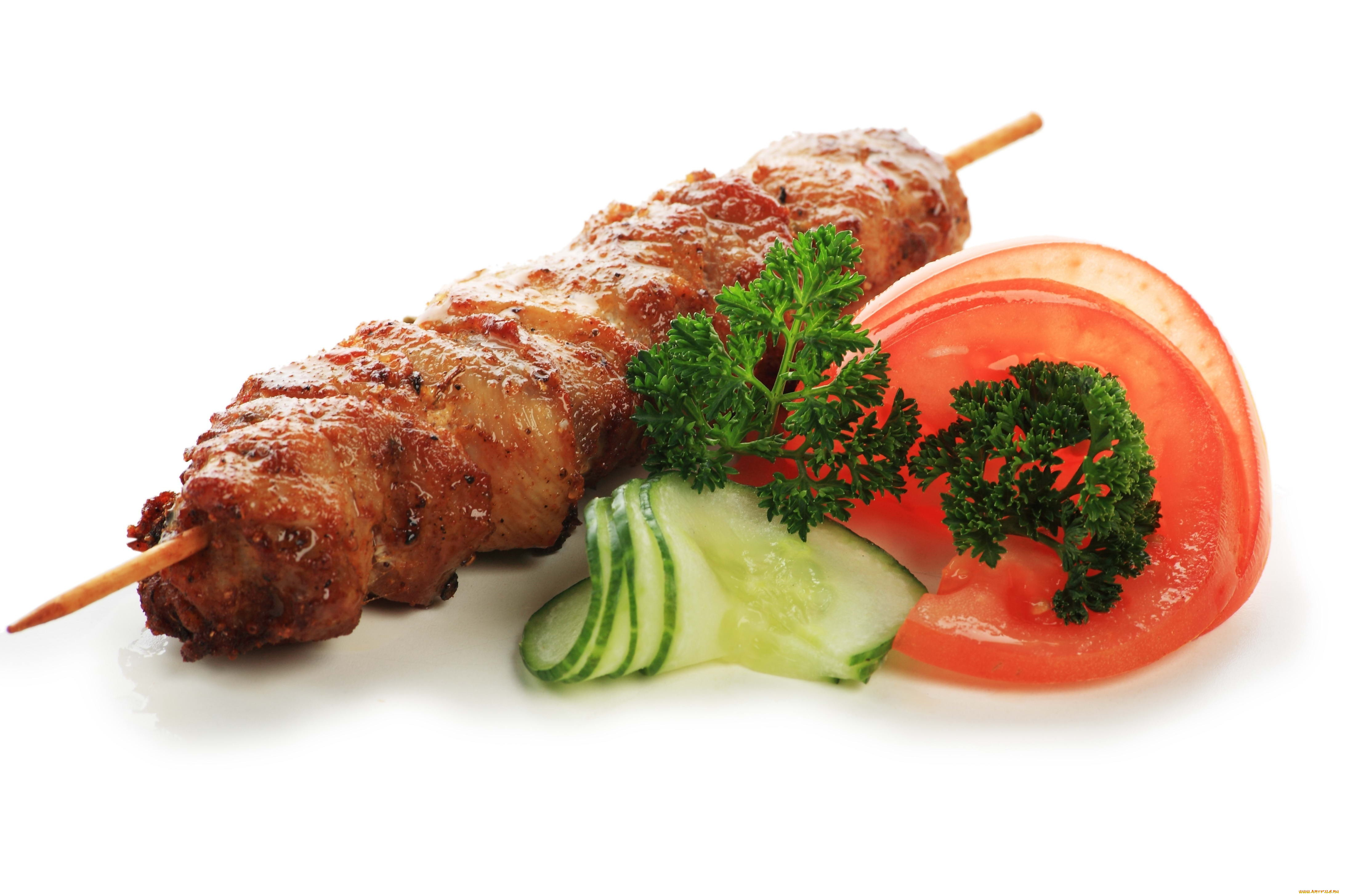 еда, шашлык, барбекю, помидоры, мясо, зелень