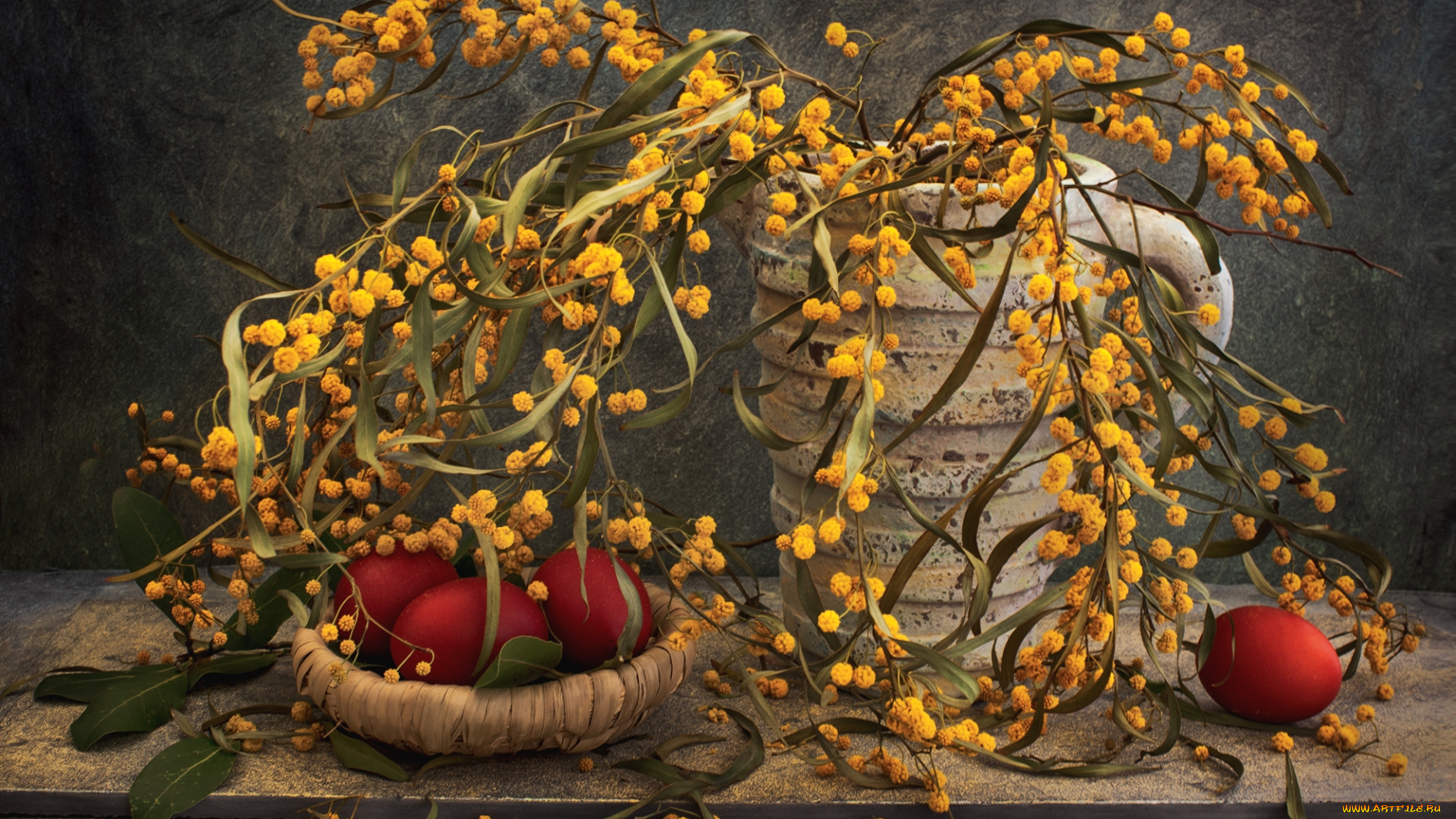 праздничные, пасха, яйца, мимоза