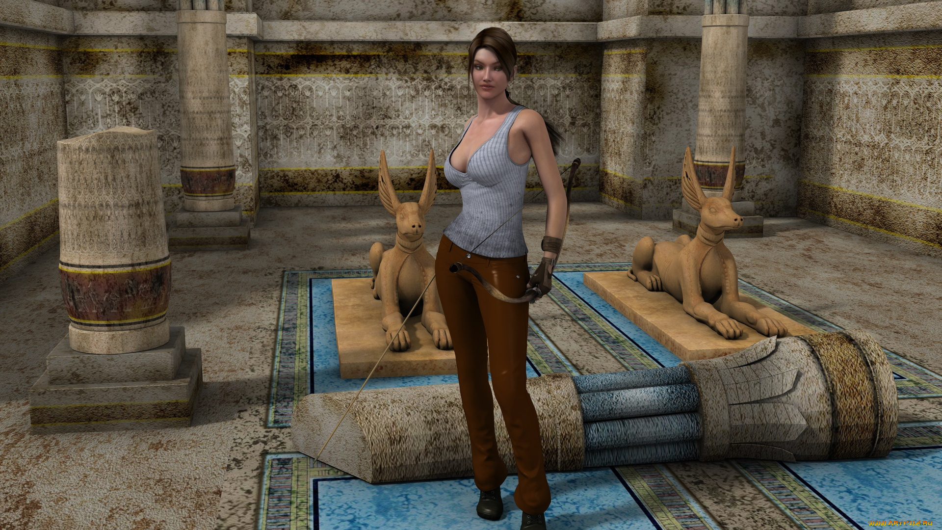 3д, графика, фантазия, , fantasy, взгляд, лук, фон, девушка