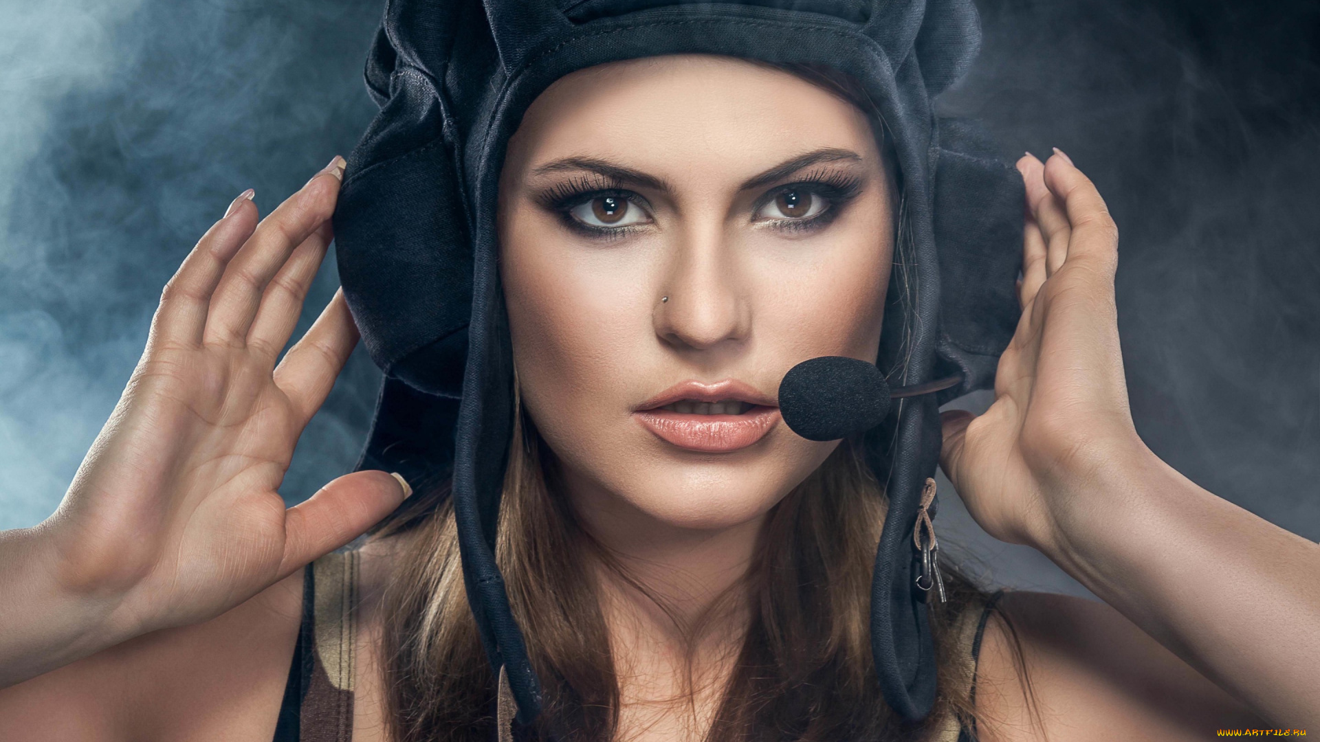 девушки, -unsort, , лица, , портреты, шлем