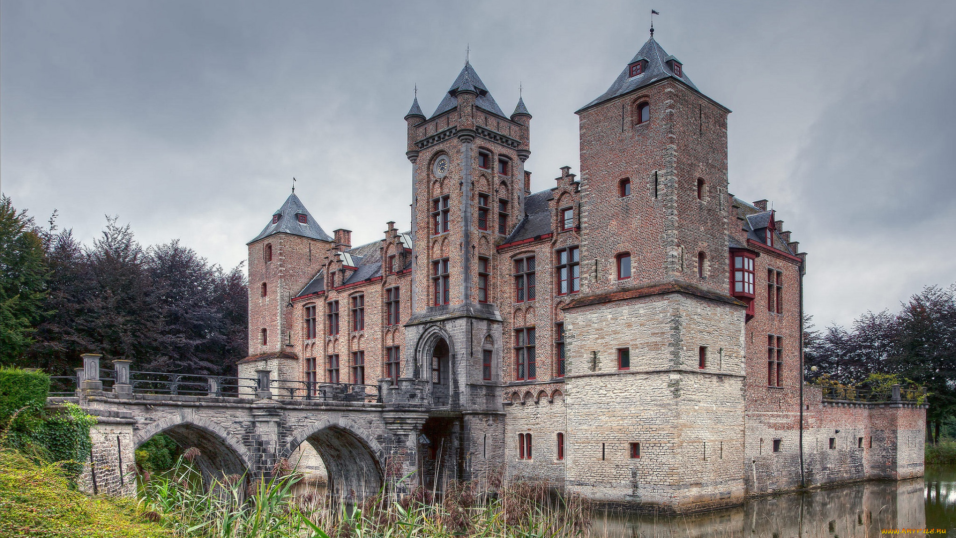 города, -, дворцы, , замки, , крепости, парк, пруд, замок