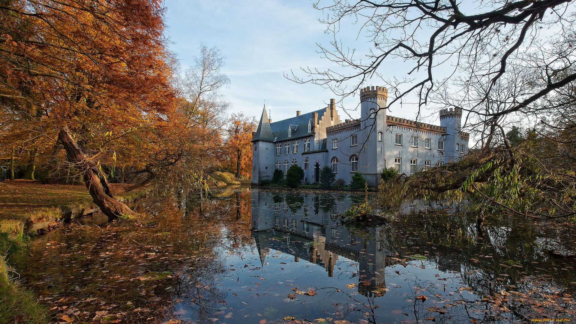 stapelen, castle, города, -, дворцы, , замки, , крепости, пруд, парк, замок