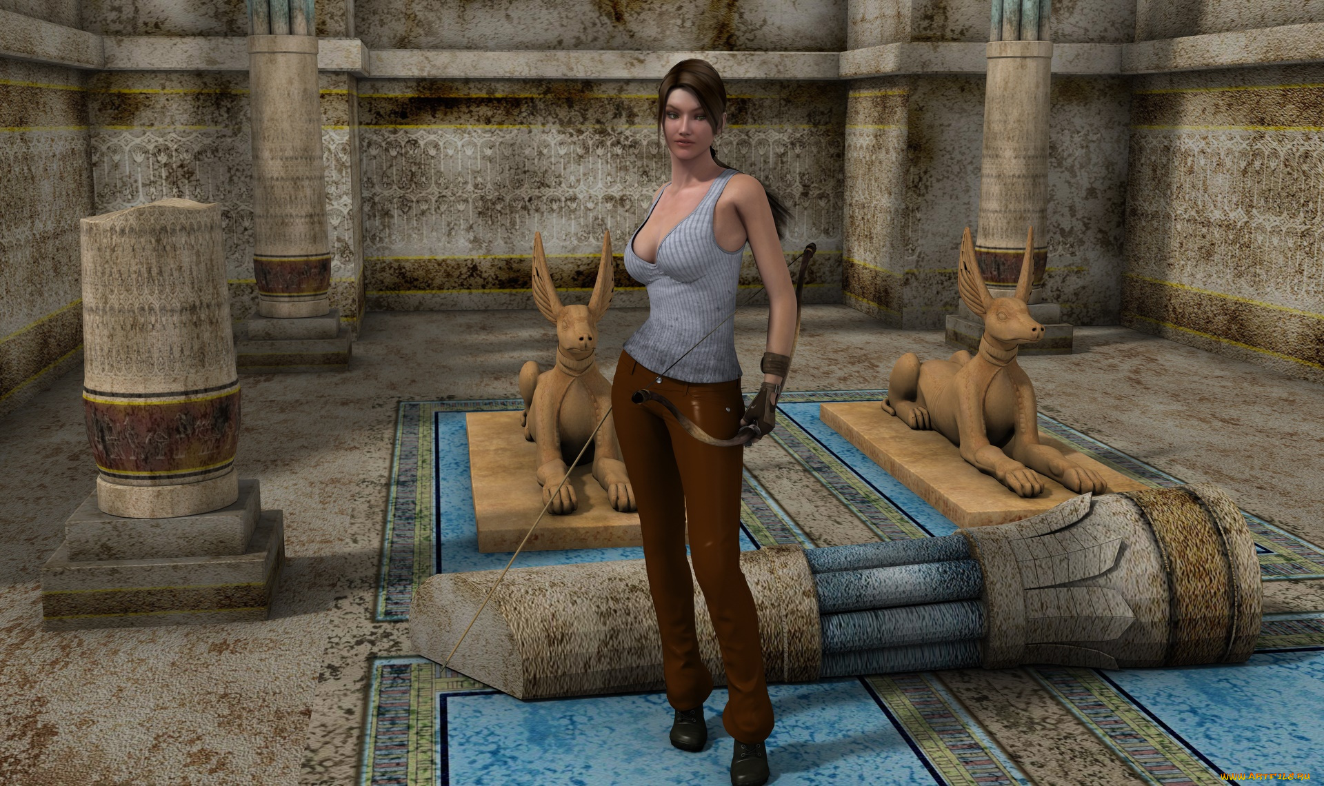 3д, графика, фантазия, , fantasy, взгляд, лук, фон, девушка