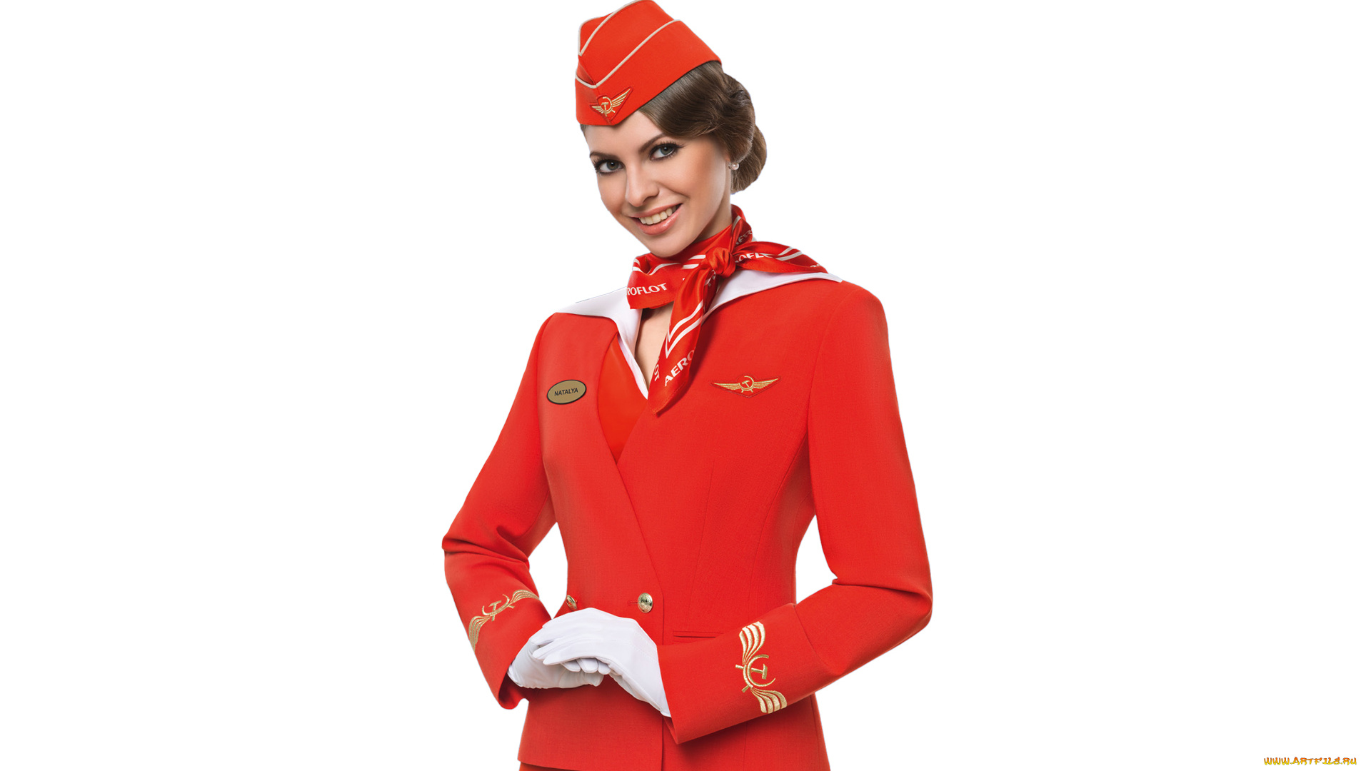 аэро, 001, девушки, -unsort, , брюнетки, , шатенки, в, красном, аэрофлот, девушка