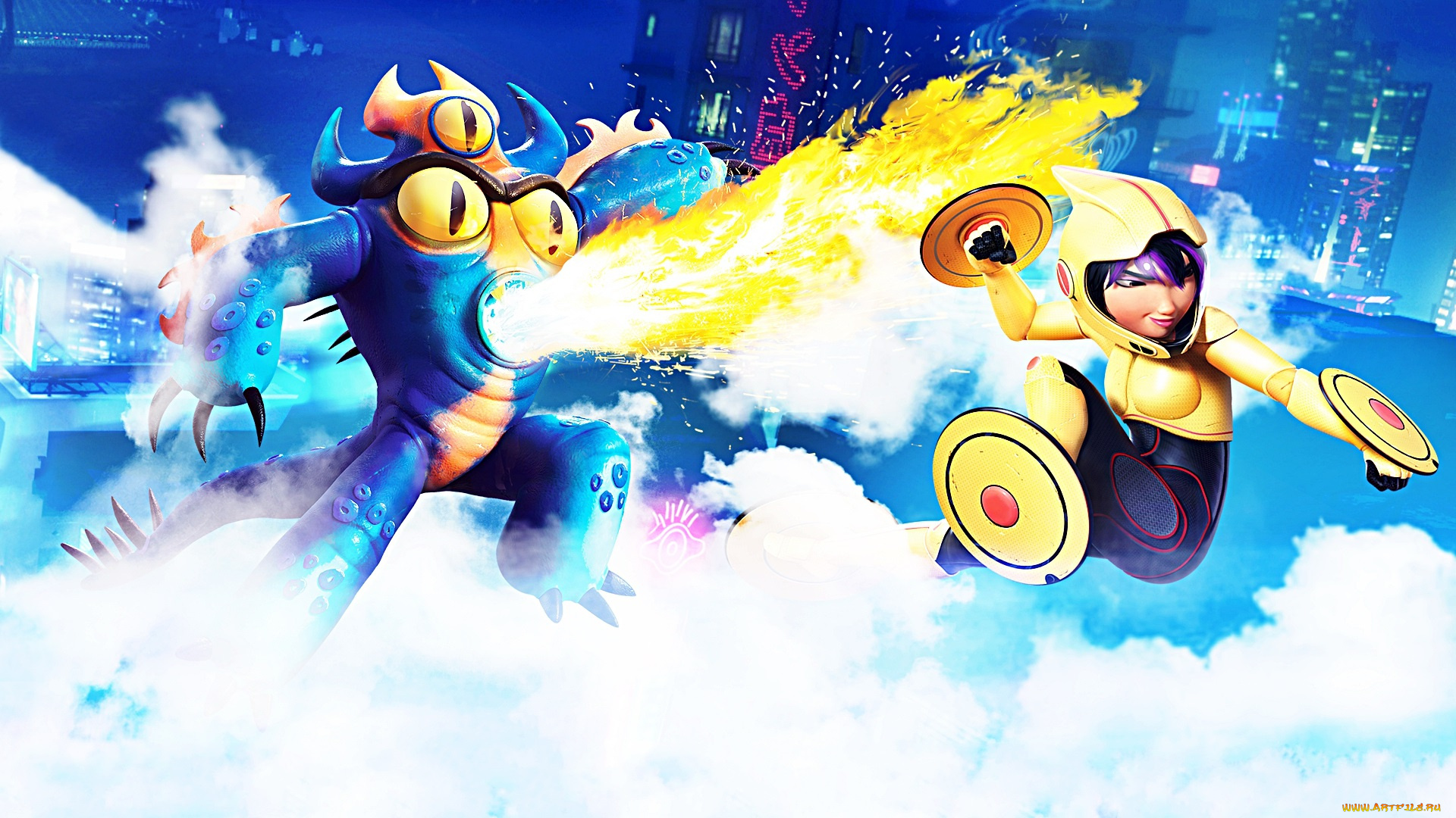 big, hero, 6, мультфильмы, персонажи