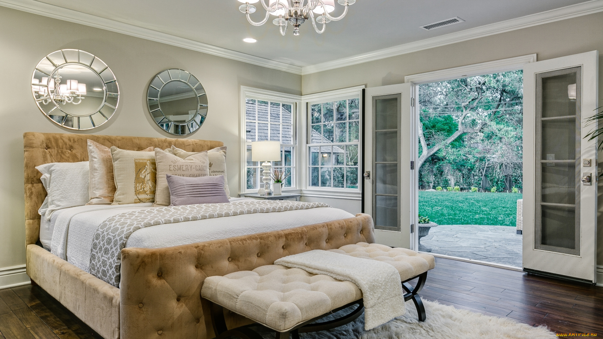 интерьер, спальня, кровать, подушки