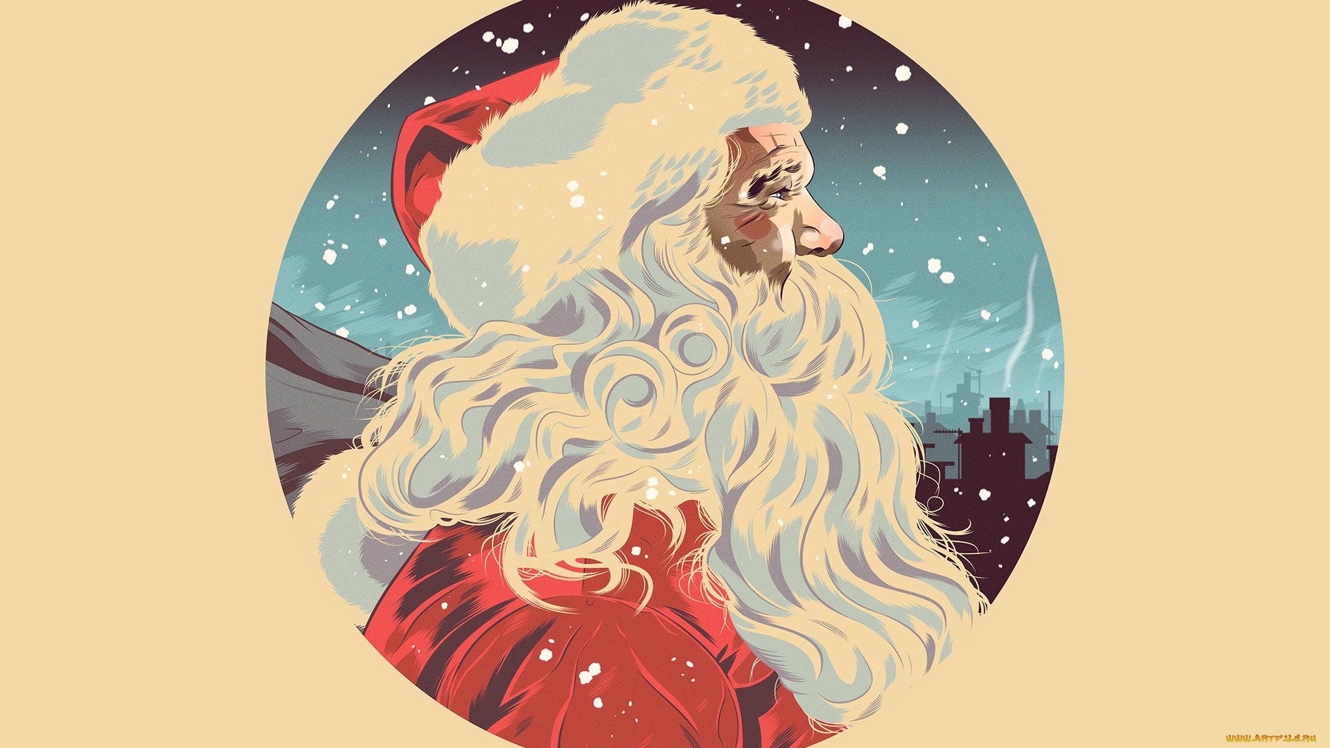 праздничные, рисованные, рождество, новый, год, шапка, new, year, борода, дед, мороз