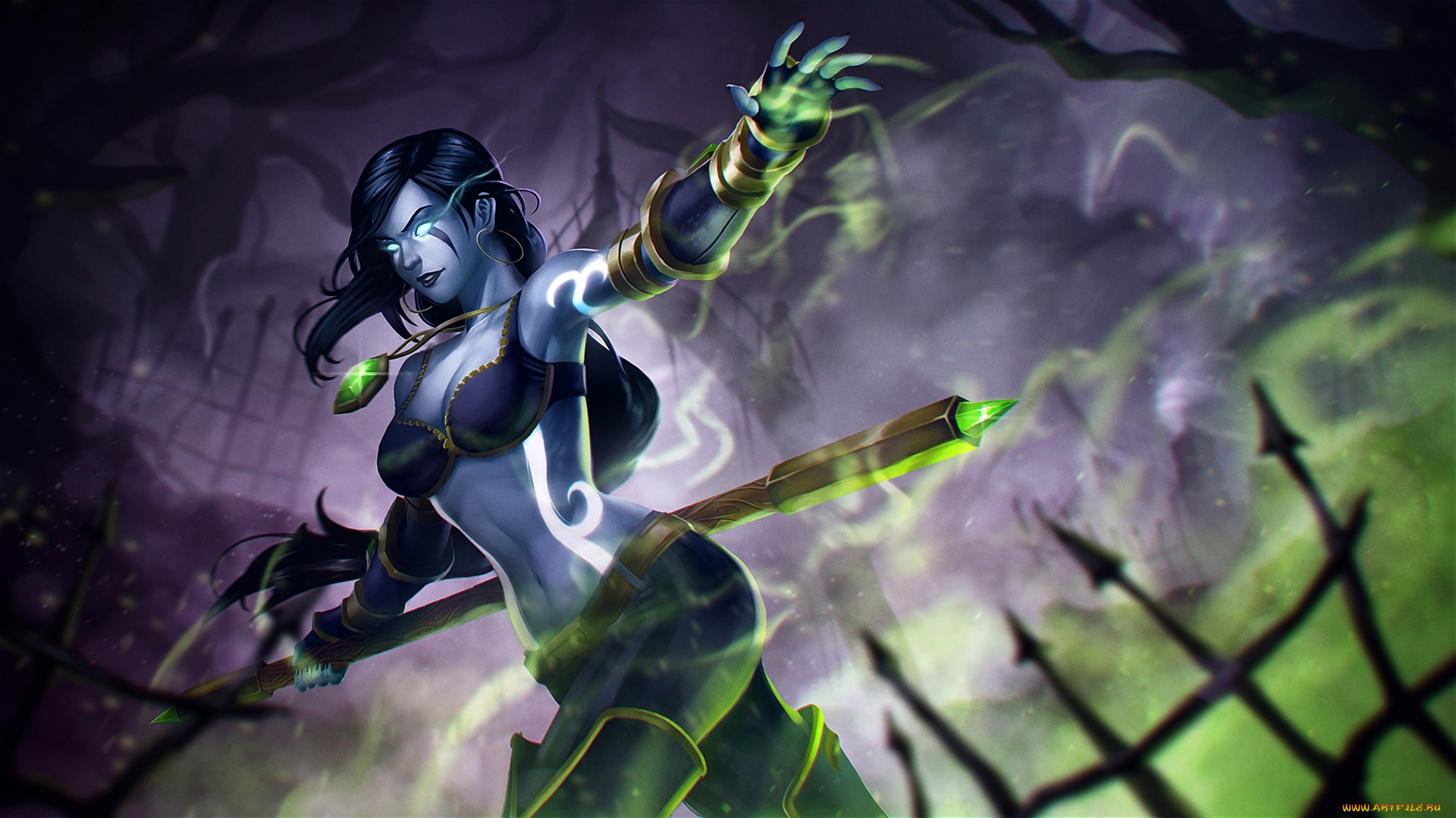 видео, игры, heroes, of, newerth, aluna, heroes, of, newerth, spirit, warrior, девушка, магия