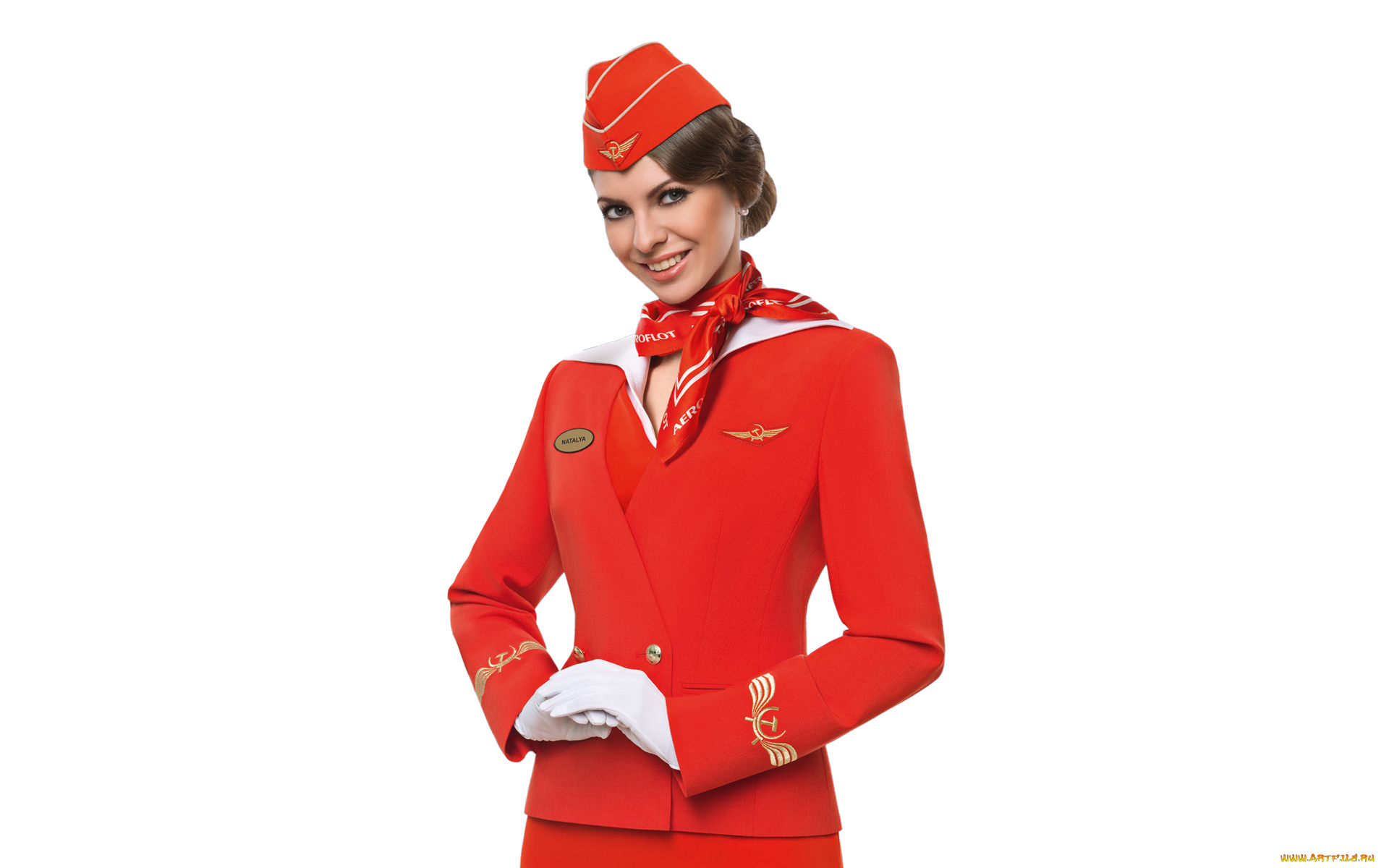 аэро, 001, девушки, -unsort, , брюнетки, , шатенки, в, красном, аэрофлот, девушка