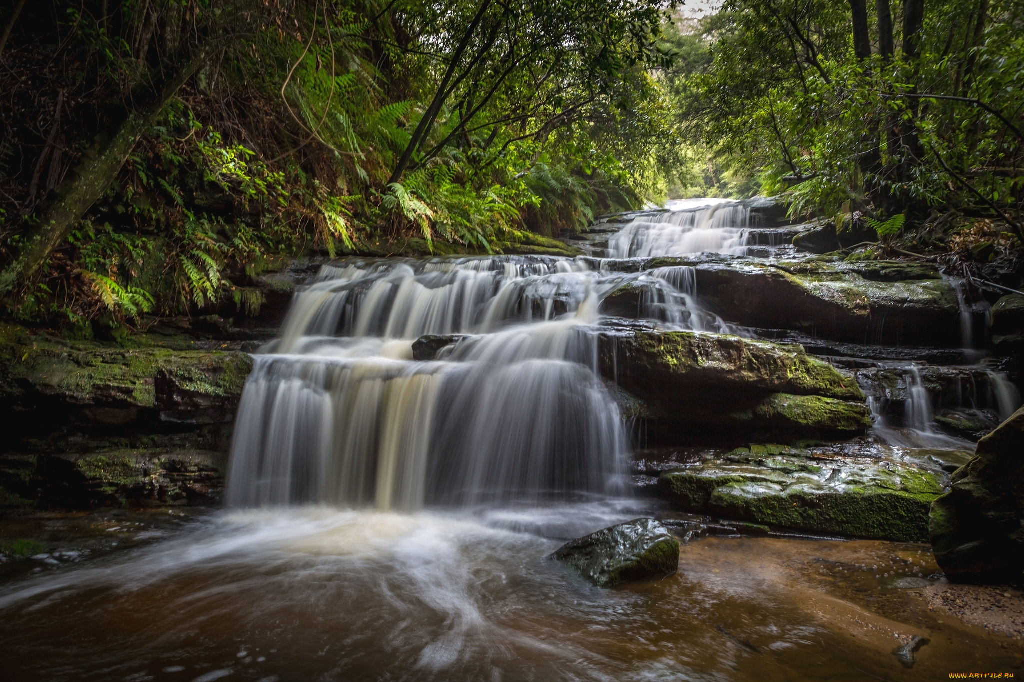 природа, водопады, вода, водопад, камни, поток