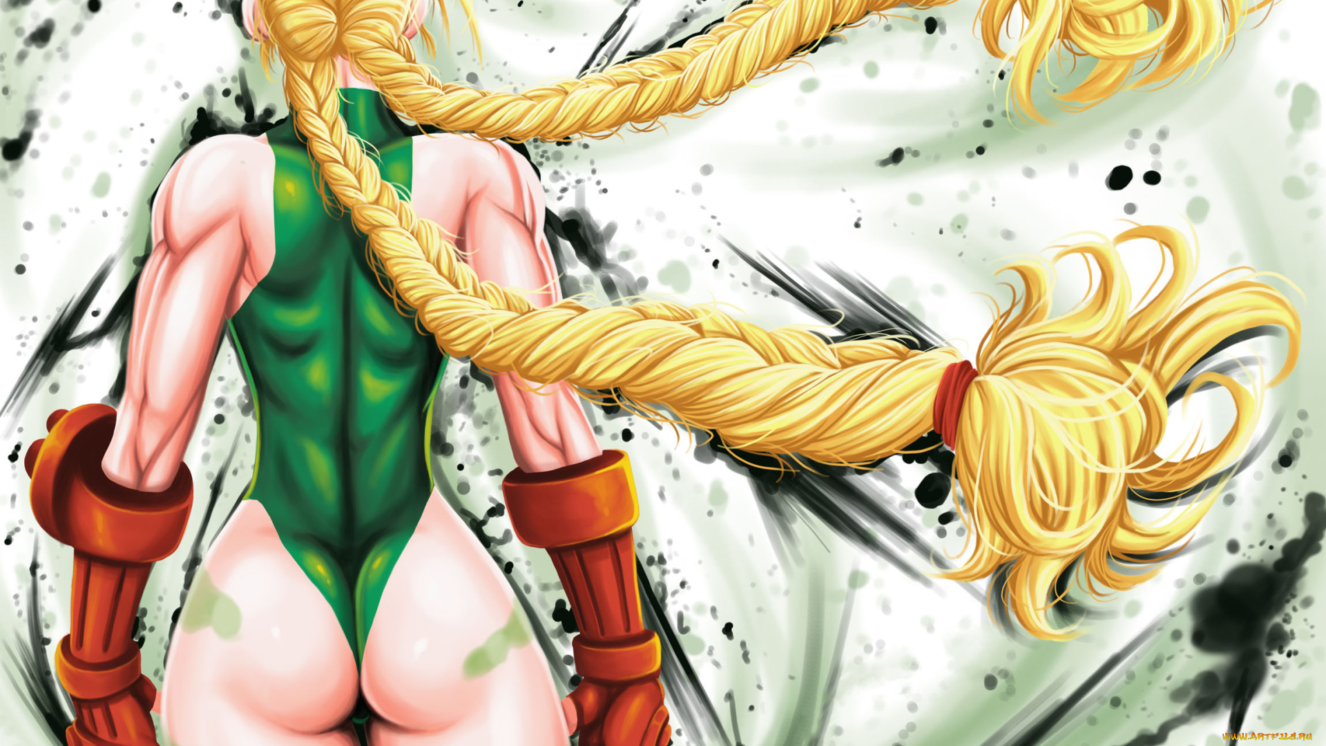 рисованное, комиксы, девушка, фон, косы, купальник