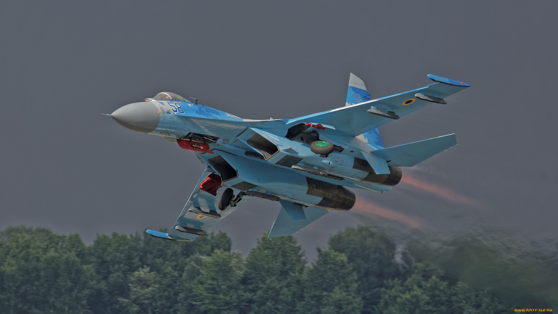 авиация, боевые, самолёты, soukhoи, su-27, flanker, лес, взлёт, боевой, самолёт
