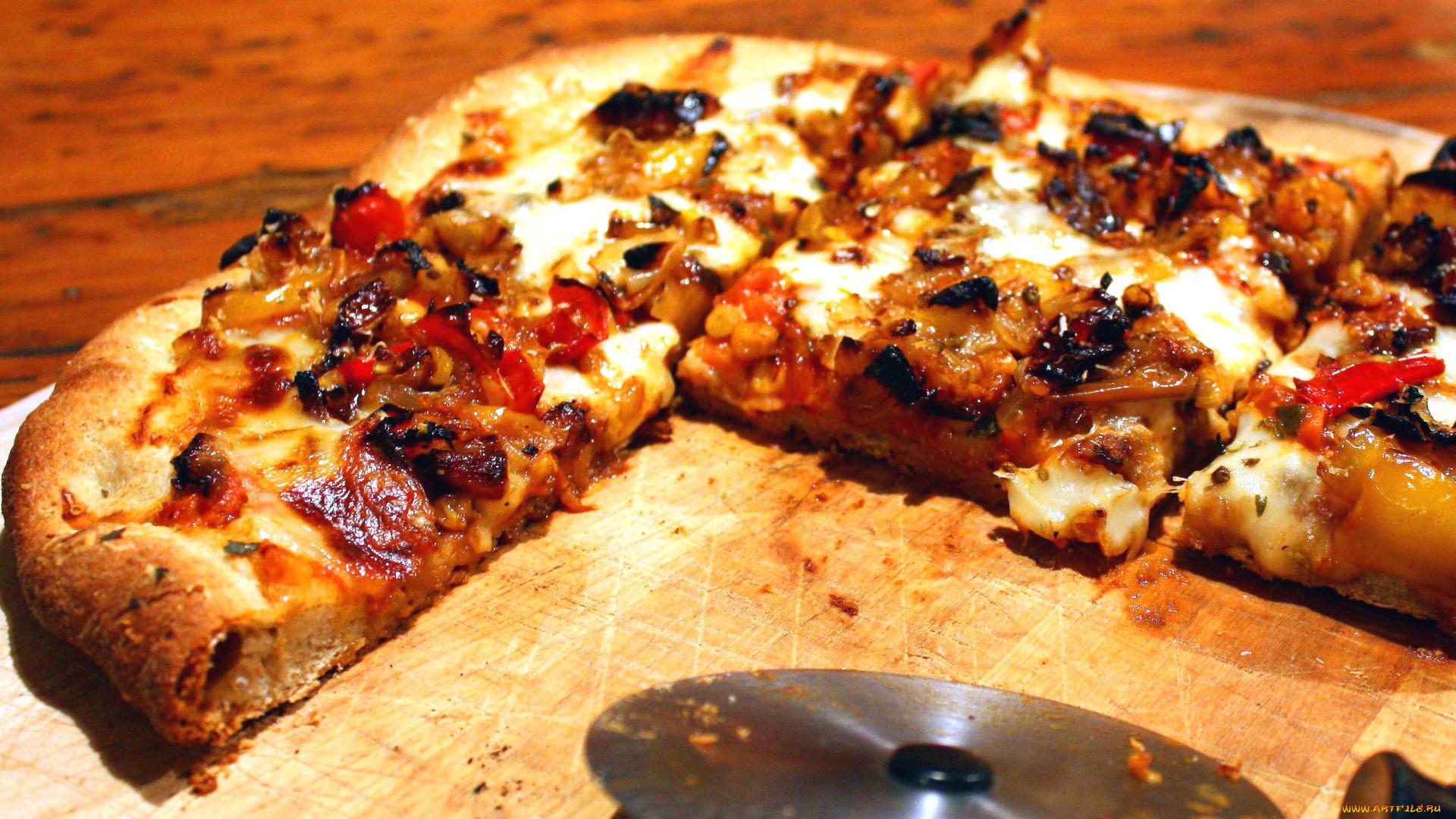 еда, пицца, поджаристая