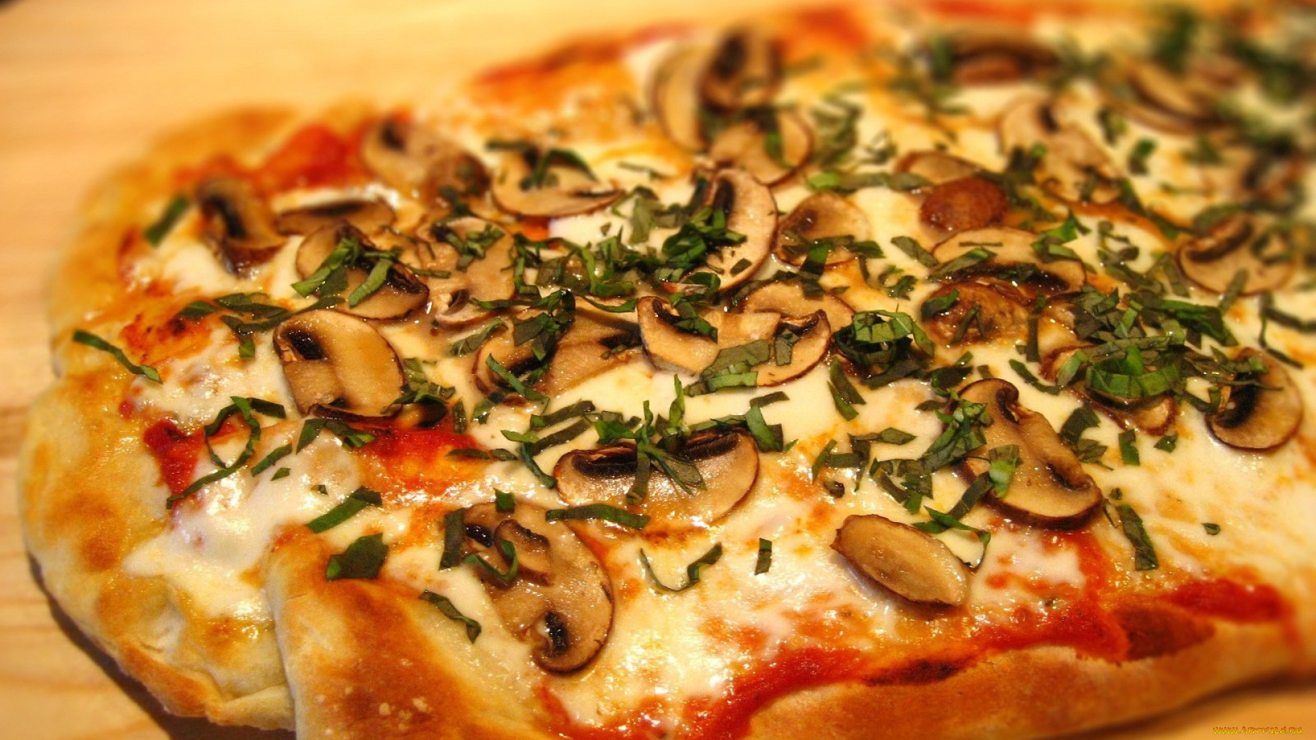 еда, пицца, шампиньоны, грибы