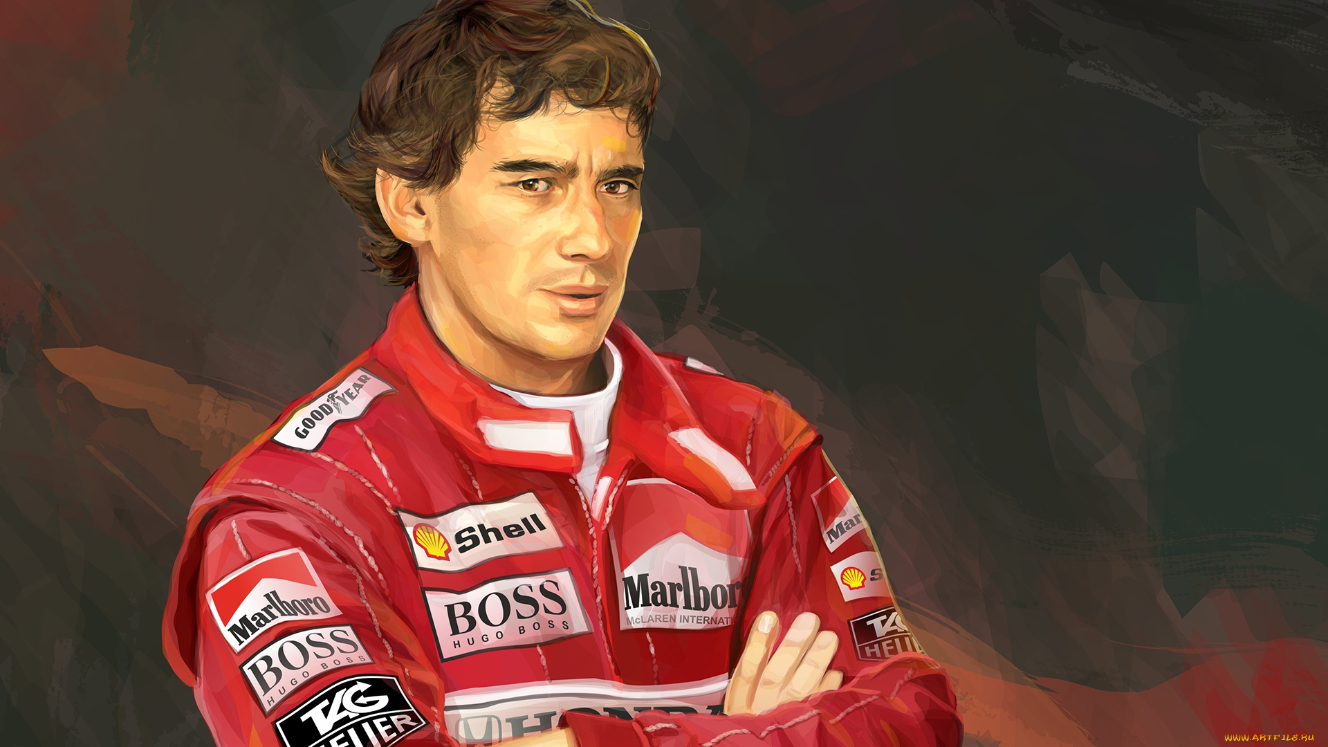 второе, место, -, первое, среди, неудачников, рисованное, люди, айртон, сенна