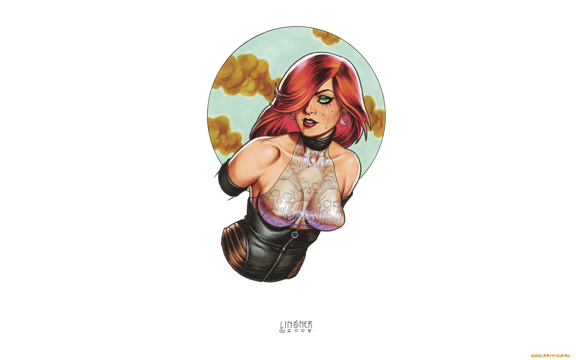 рисованное, joseph, michael, linsner, девушка, рыжая, боди, комикс