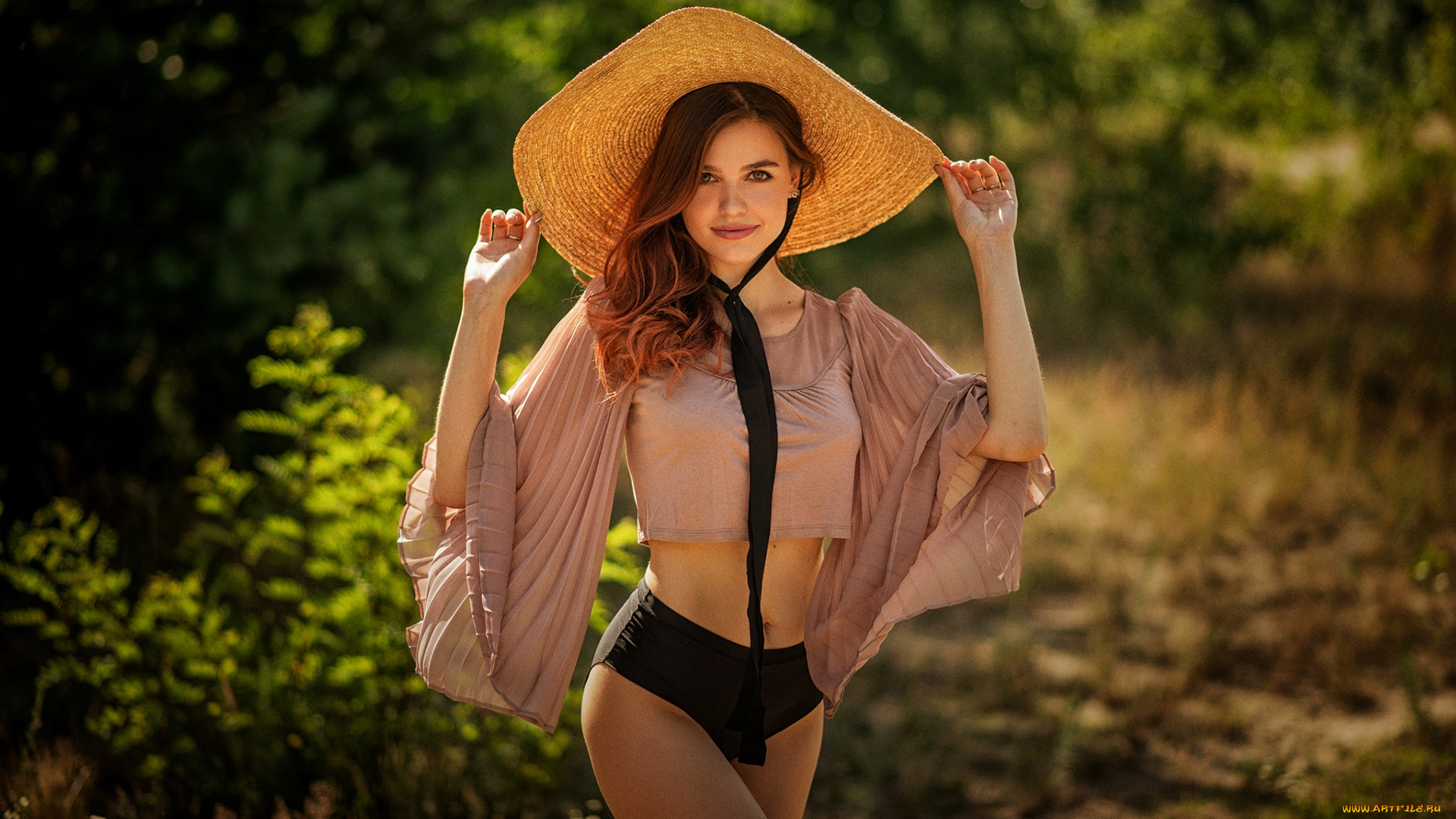 девушки, -, рыжеволосые, и, разноцветные, рыжеволосая, шляпа, топ, татьяна, самойленко