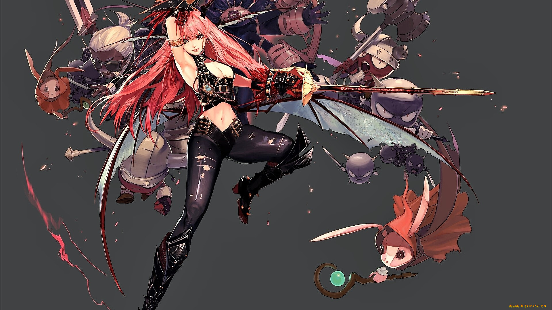 видео, игры, dungeon, fighter, online, девушка, оружие, существа