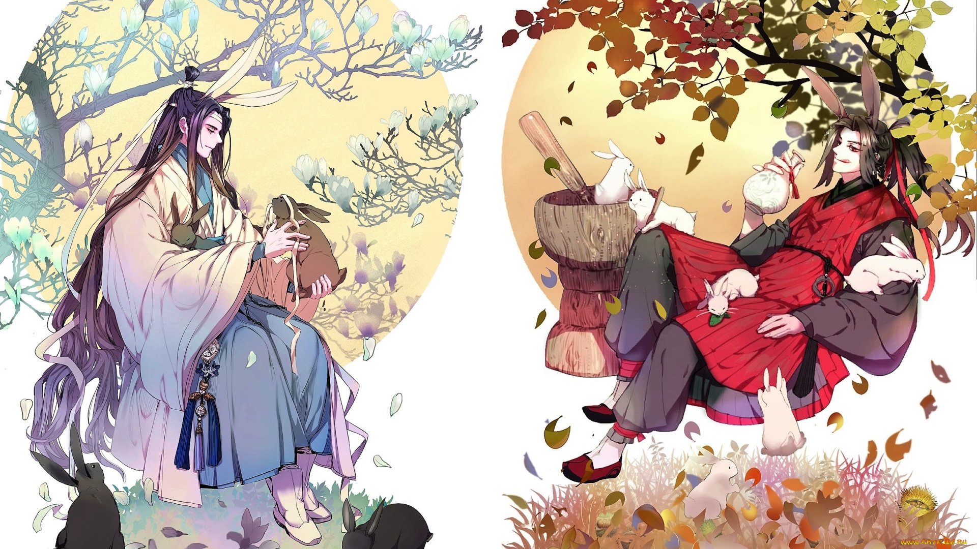 аниме, mo, dao, zu, shi, лань, ванцзи, вэй, усянь, кролики