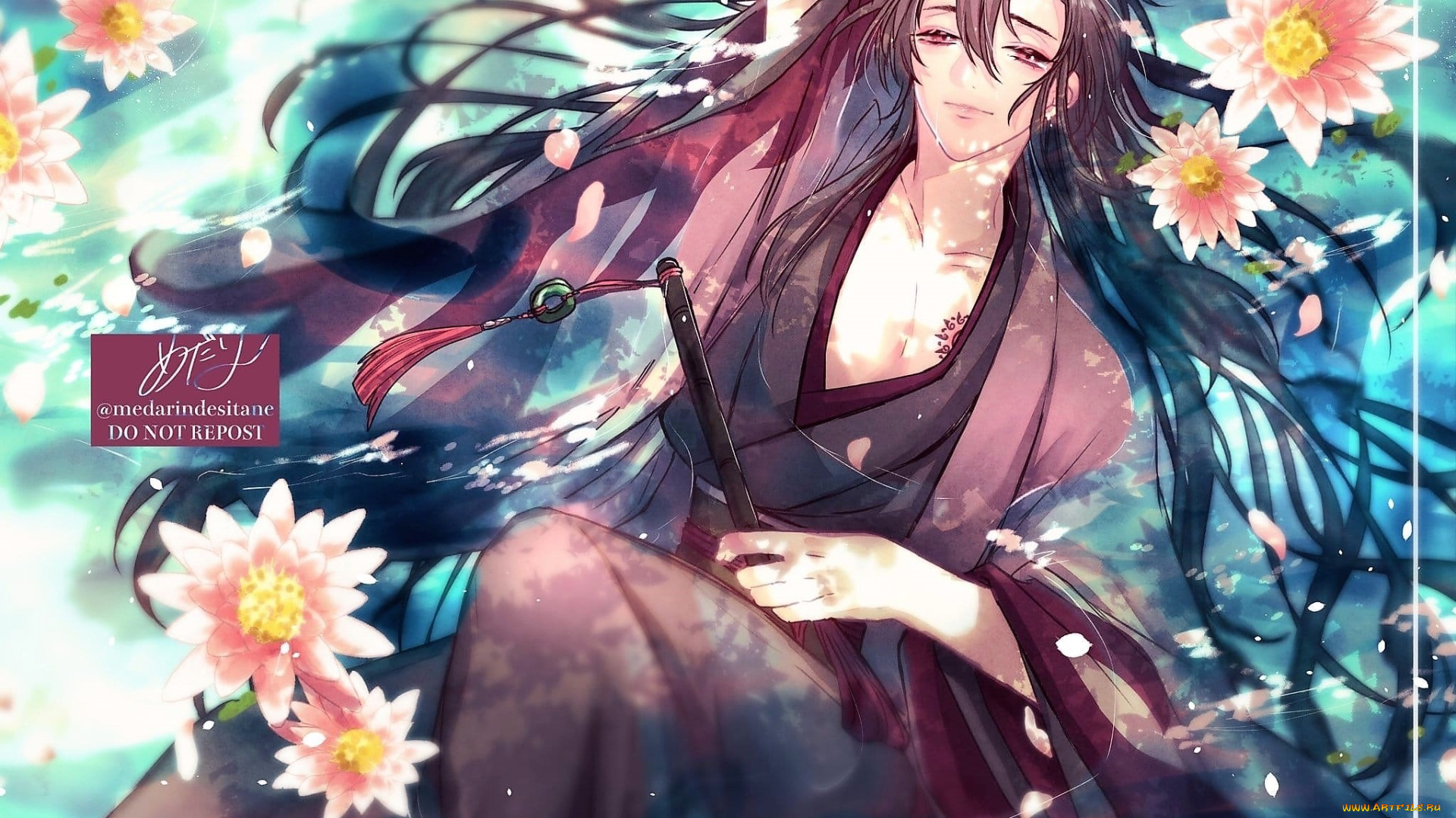 аниме, mo, dao, zu, shi, вэй, усянь, флейта, цветы