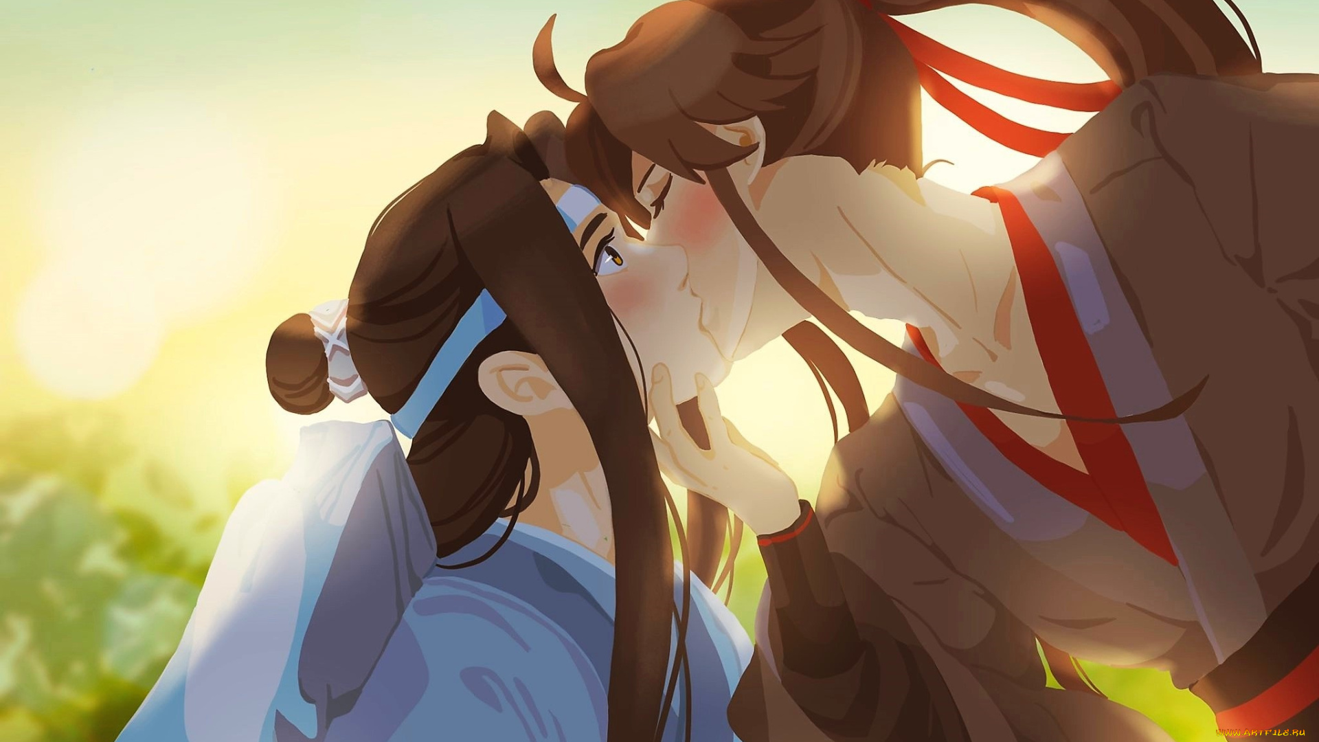 аниме, mo, dao, zu, shi, вэй, усянь, лань, ванцзи, поцелуй