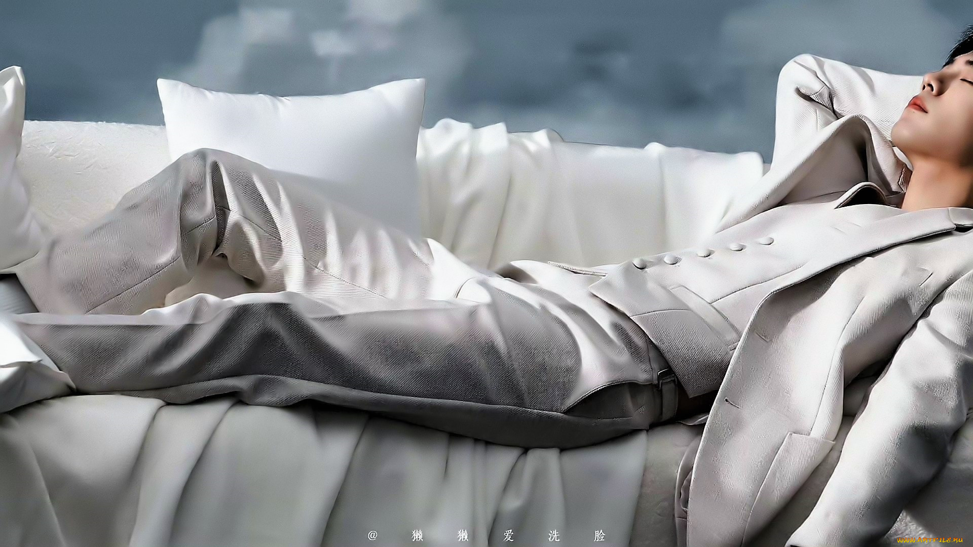 мужчины, xiao, zhan, актер, костюм, диван