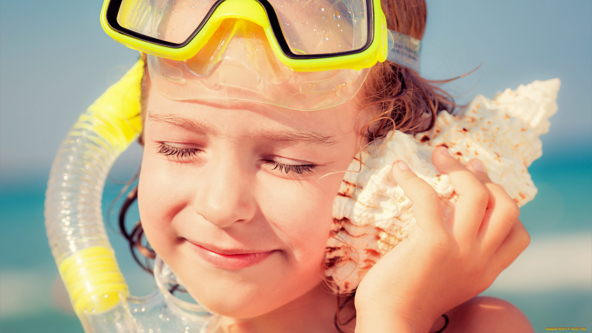 разное, дети, лицо, девочка, маска, ракушка