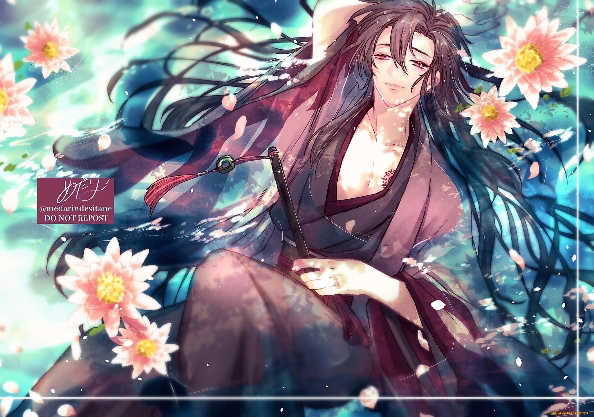 аниме, mo, dao, zu, shi, вэй, усянь, флейта, цветы