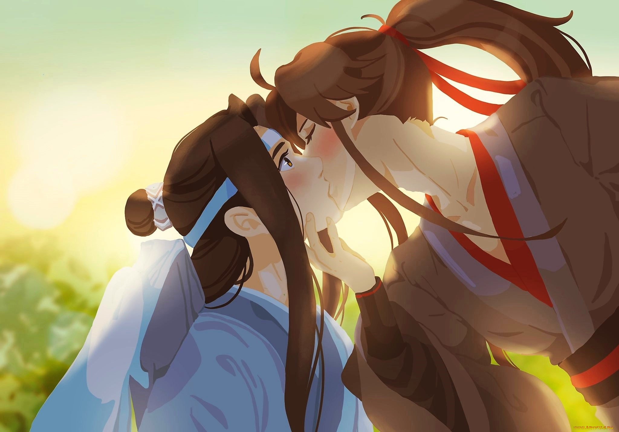 аниме, mo, dao, zu, shi, вэй, усянь, лань, ванцзи, поцелуй