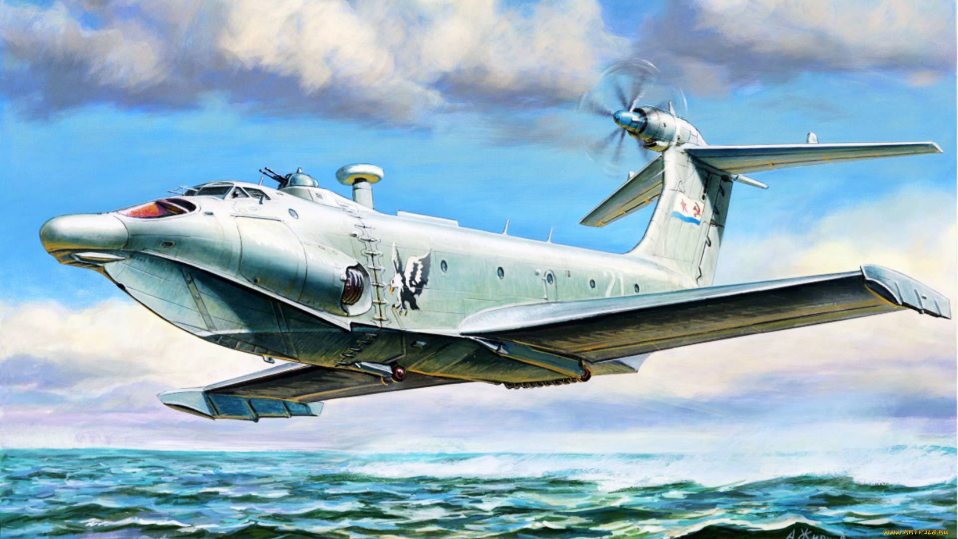 авиация, 3д, рисованые, v-graphic, а90, oрленок, советский, транспортно, десантный, экраноплан, кб, алeкceeва