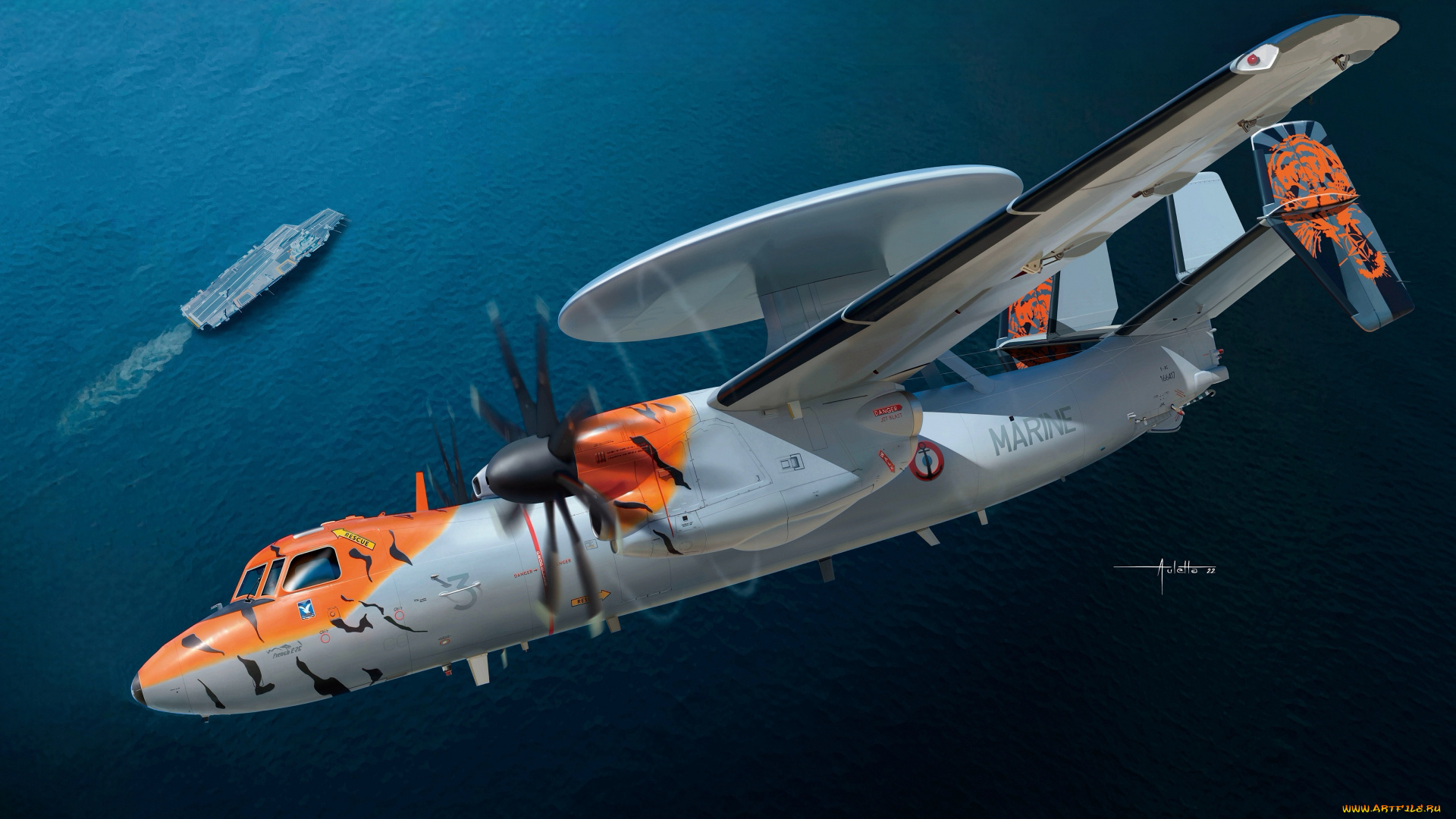 боевые, самолёты, авиация, 3д, рисованые, v-graphic, море, корабль, радиалакационный, в, развороте, морская