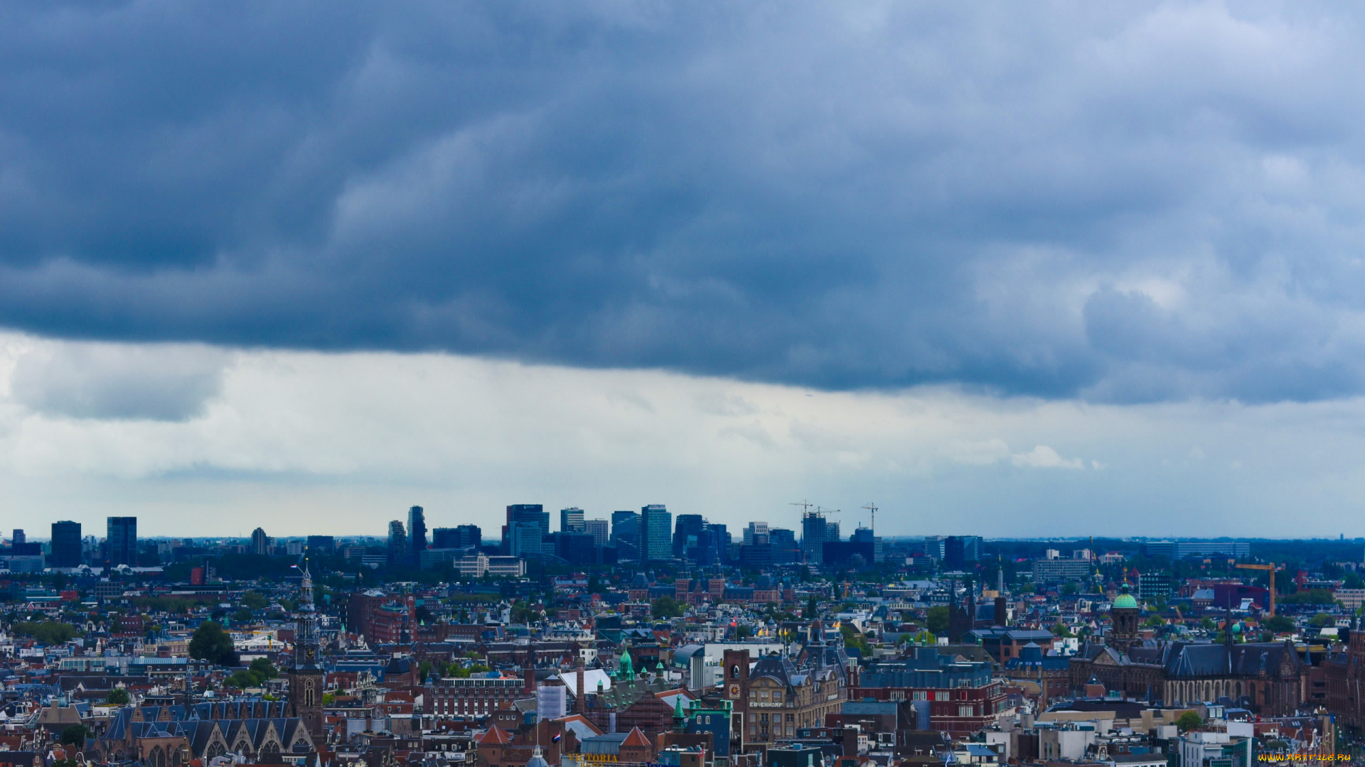 города, амстердам, , нидерланды, панорама