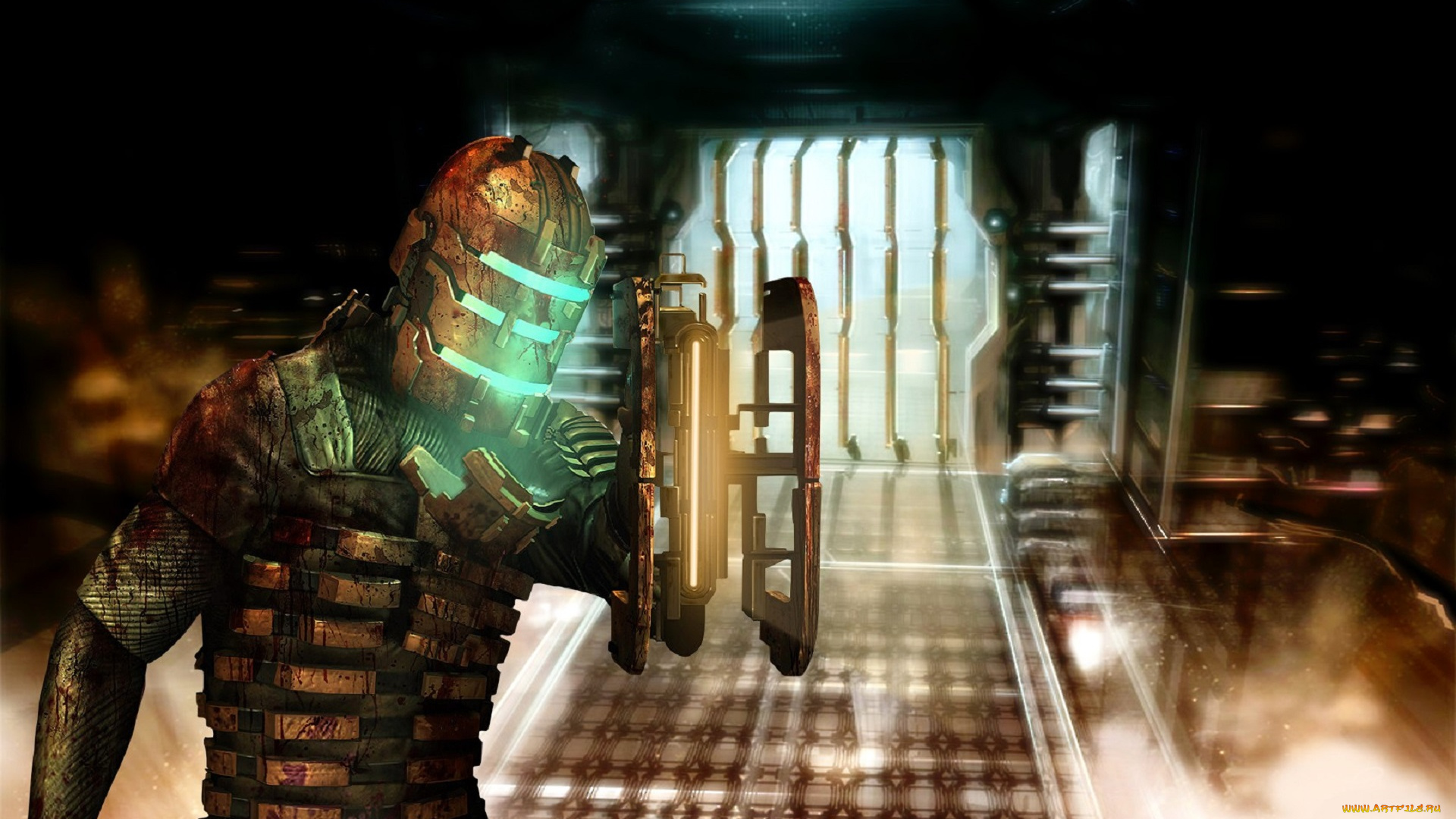 видео, игры, dead, space, персонаж, броня, маска, коридор