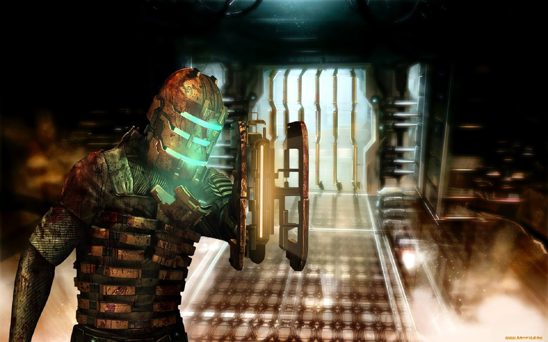 видео, игры, dead, space, персонаж, броня, маска, коридор