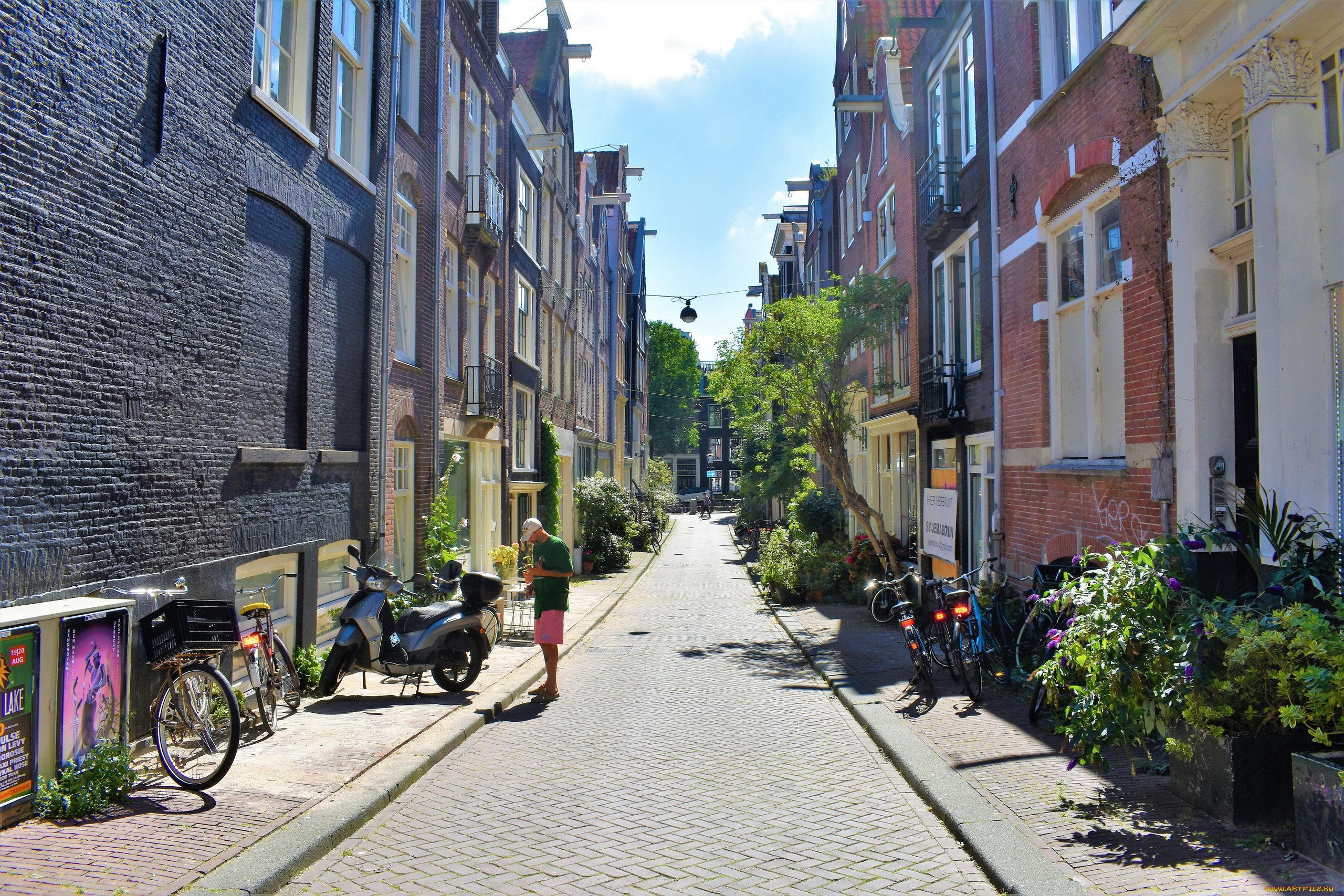 города, амстердам, , нидерланды, улица, здания