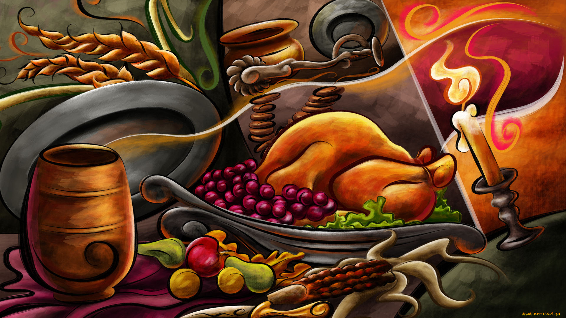 рисованные, еда