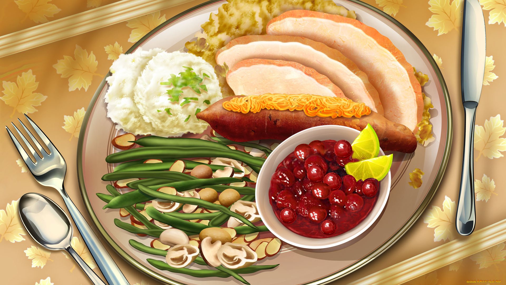 рисованные, еда