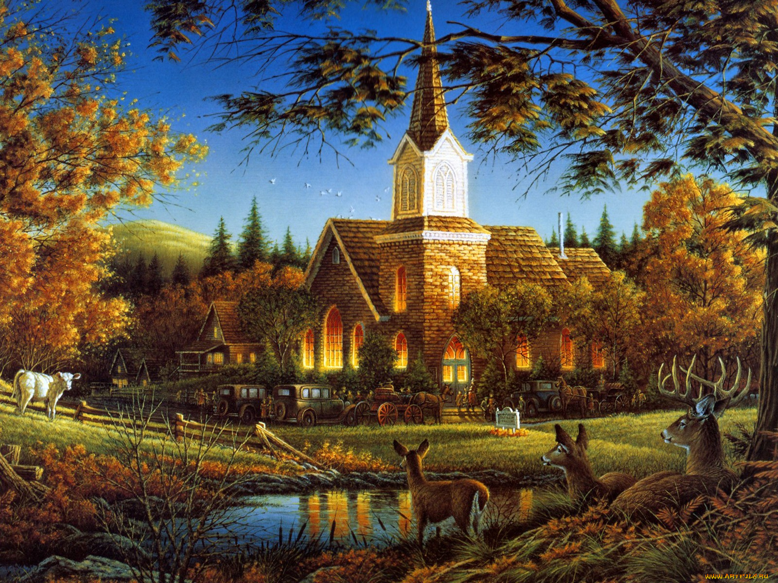 авт, terry, redlin, рисованные, города