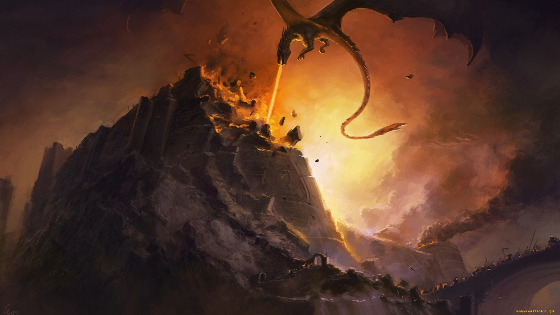 фэнтези, драконы, разрушение