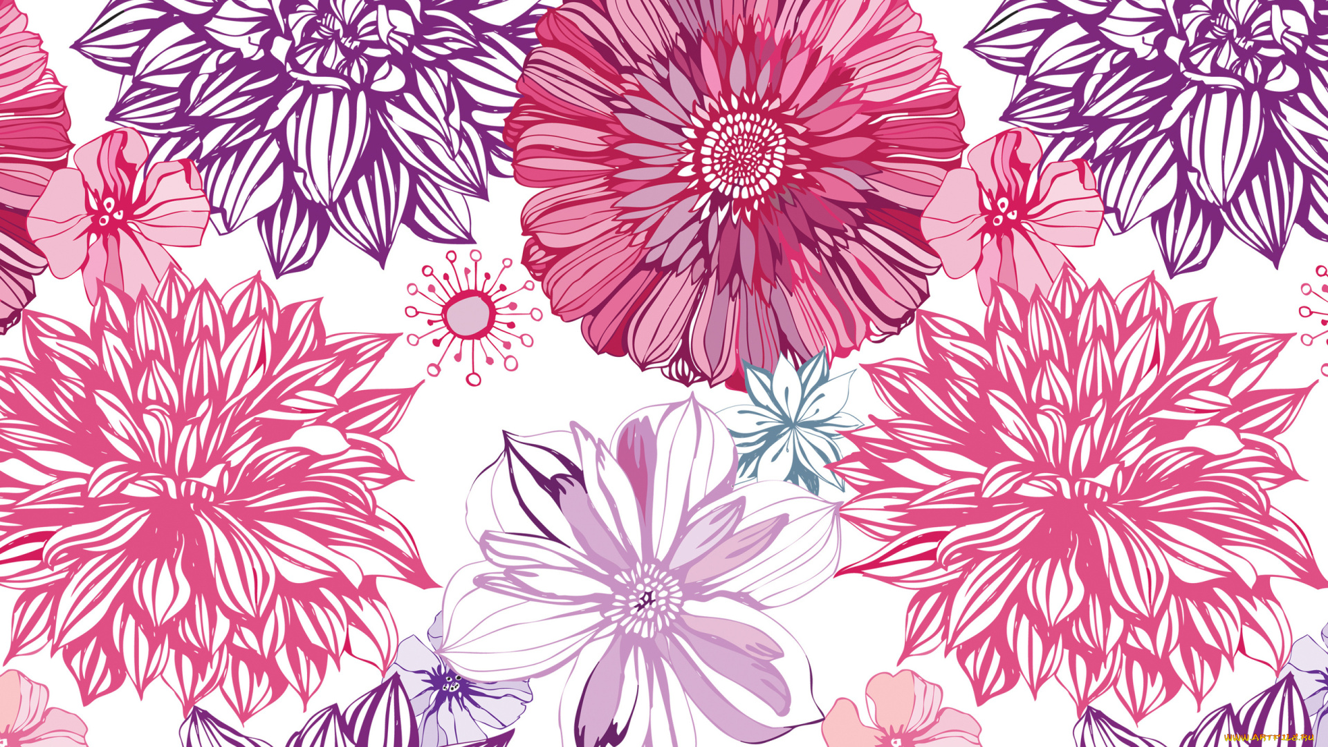 векторная, графика, цветы