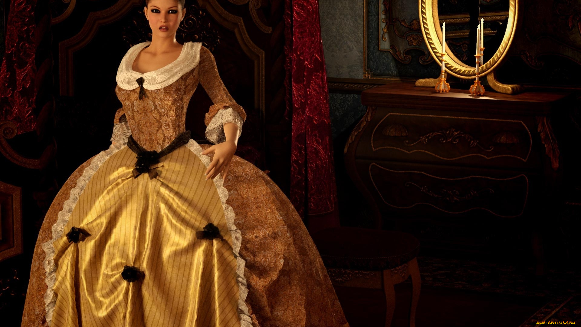 3д, графика, people, люди, свечи, девушка