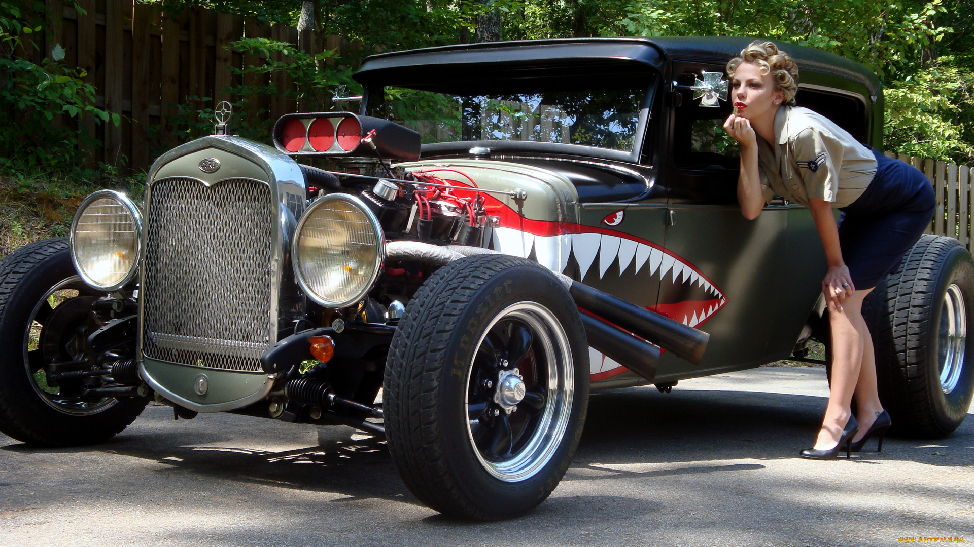 автомобили, авто, девушками, забор, деревья, помада