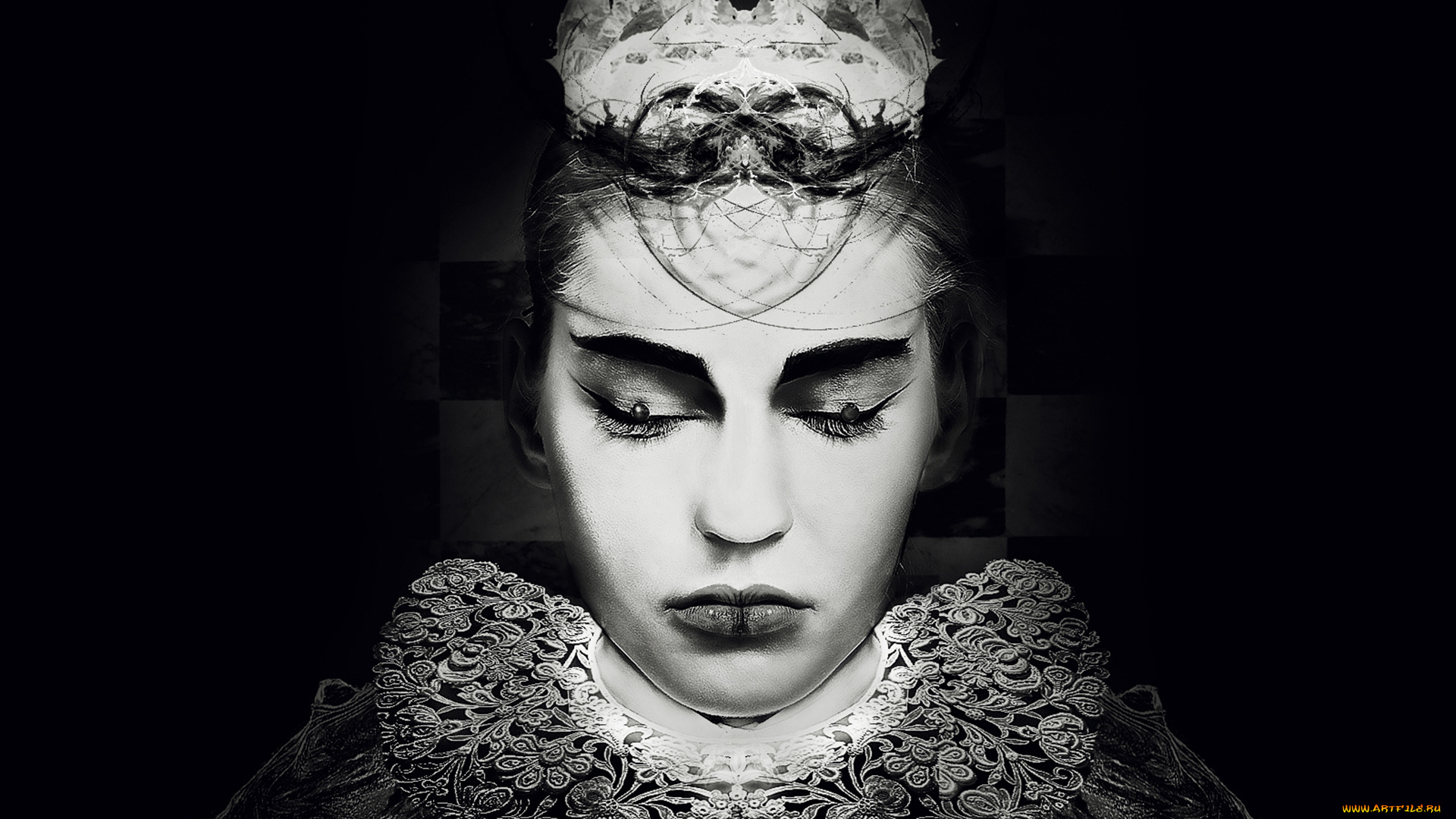 рисованные, люди, корона