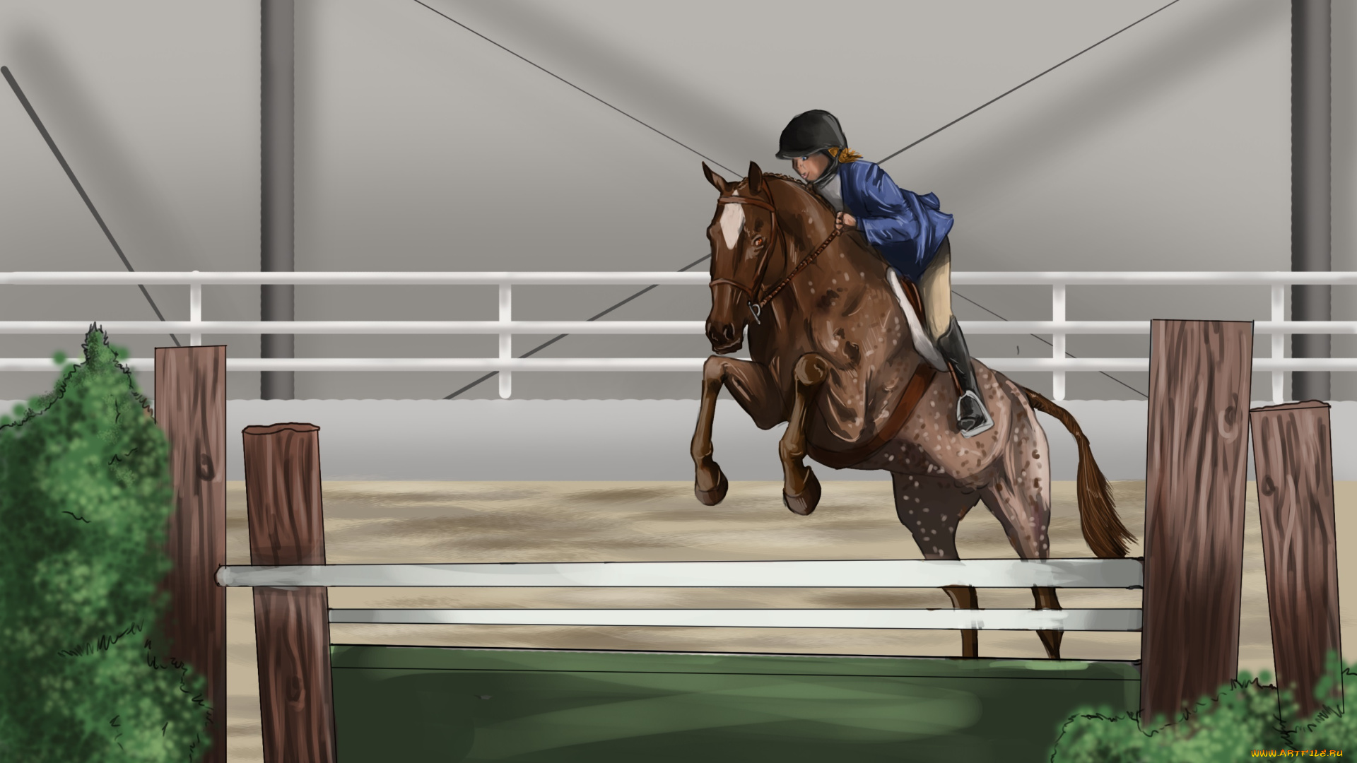 рисованные, животные, лошади, лошадь