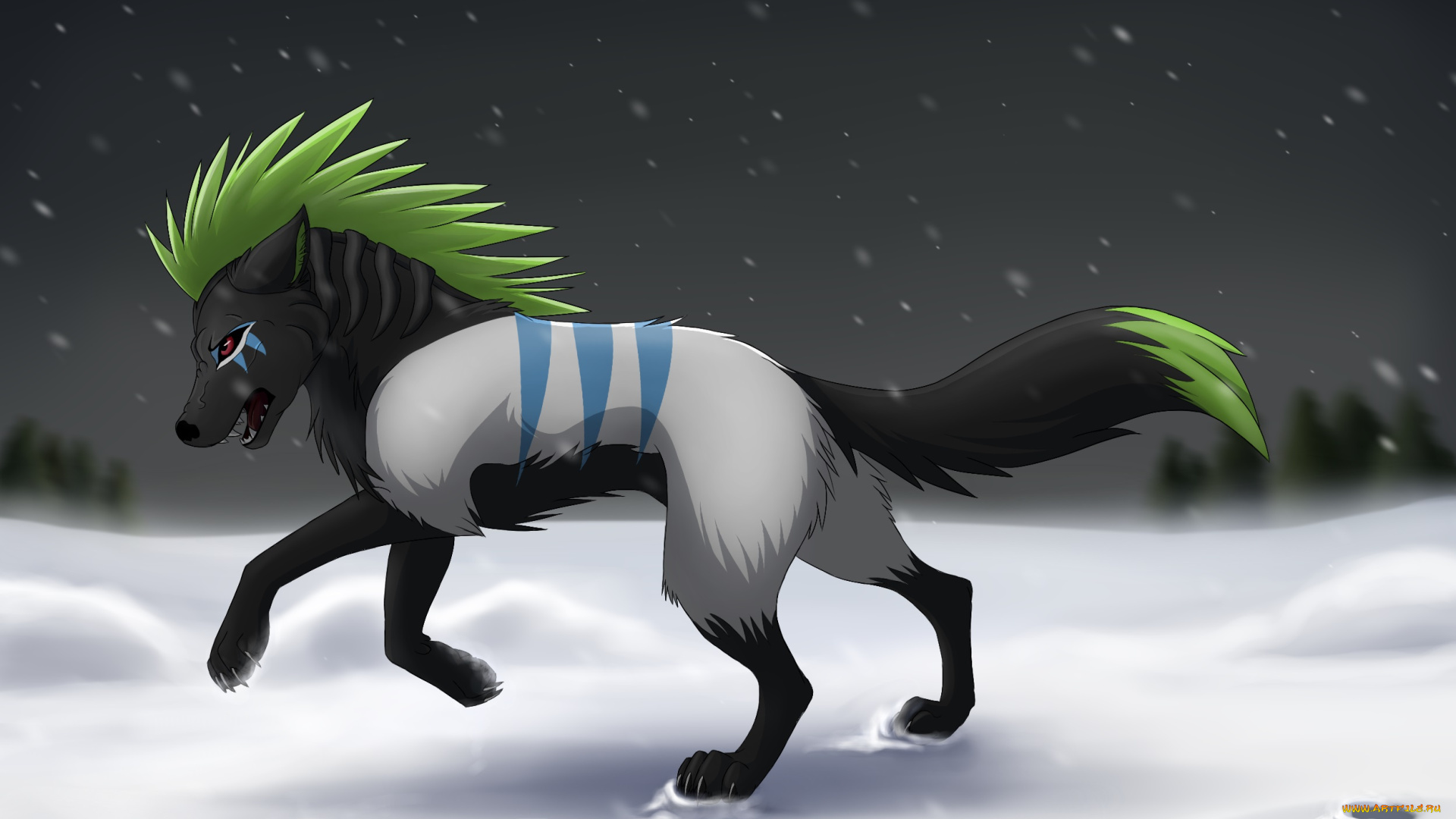 рисованные, животные, сказочные, мифические, волк