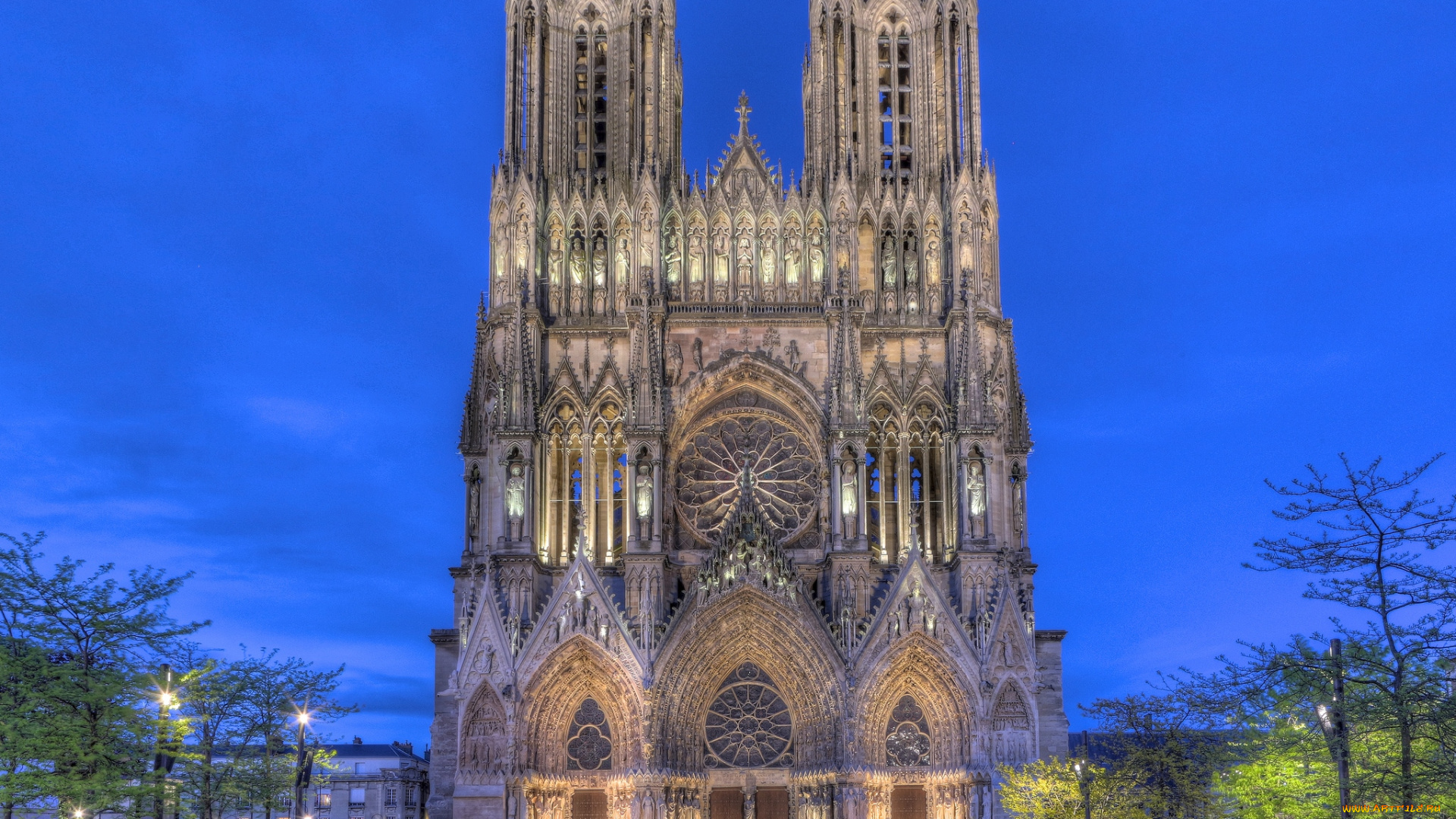 собор, реймсе, франция, города, католические, соборы, костелы, аббатства, ночь, готика