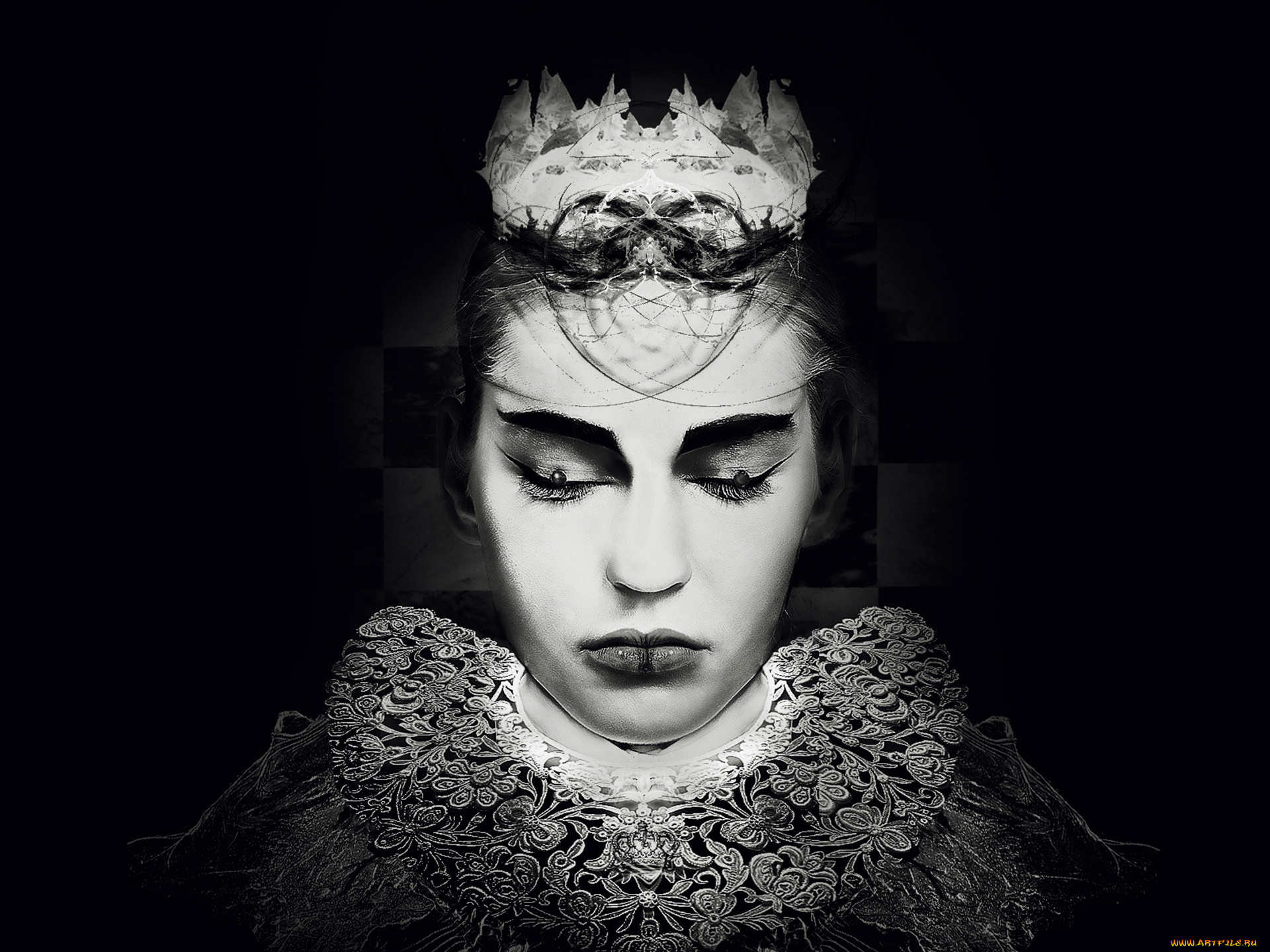 рисованные, люди, корона