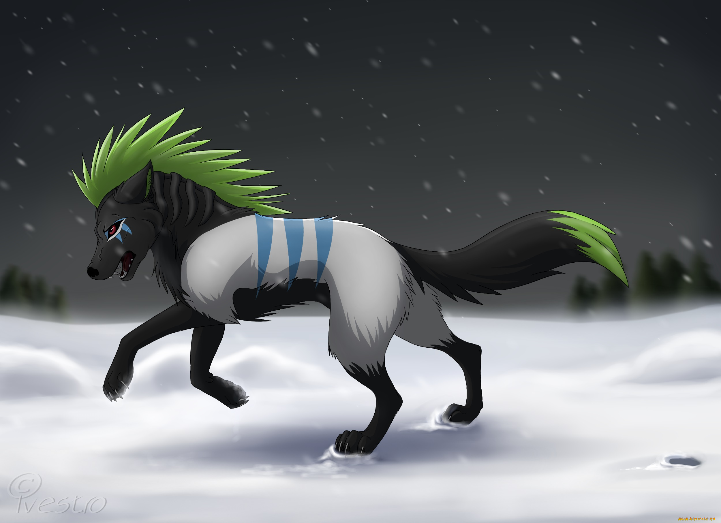 рисованные, животные, сказочные, мифические, волк